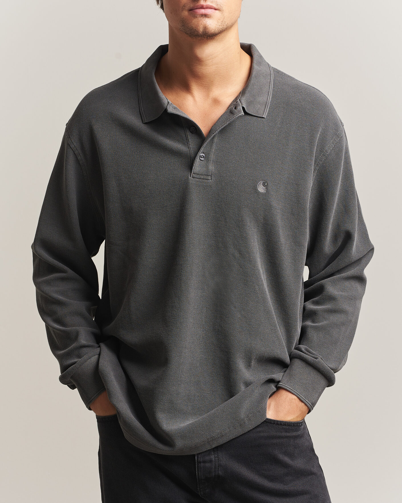 Men | Sweaters & Knitwear | Carhartt WIP | Long Sleeve Waffle Rugby Shirt Black