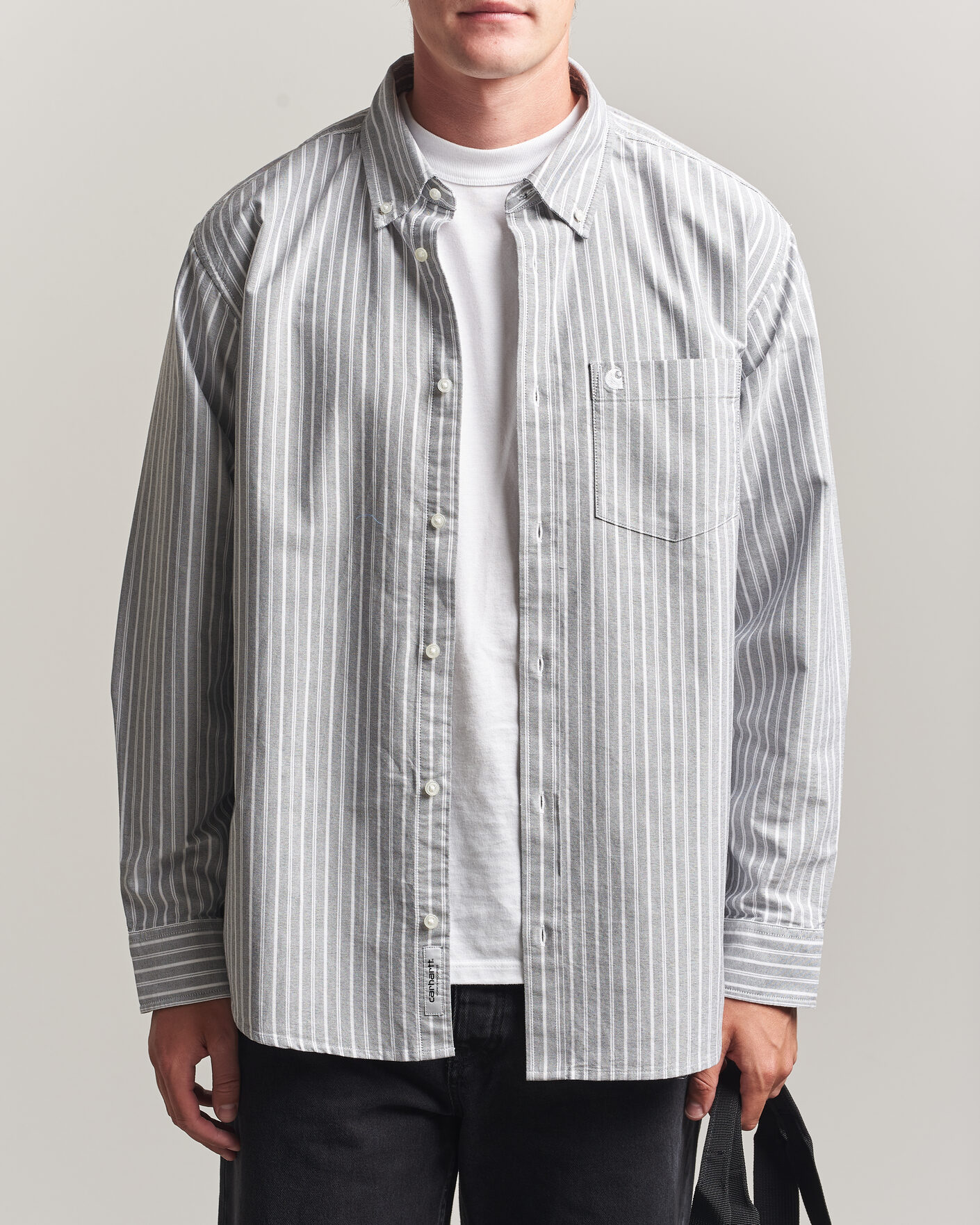 Men | Shirts | Carhartt WIP | Canan Striped Oxford Shirt Black