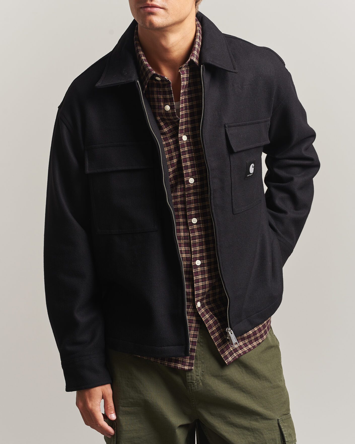 Men | Shirts | Carhartt WIP | Atoka Wool Zip Shirt Jacket Black