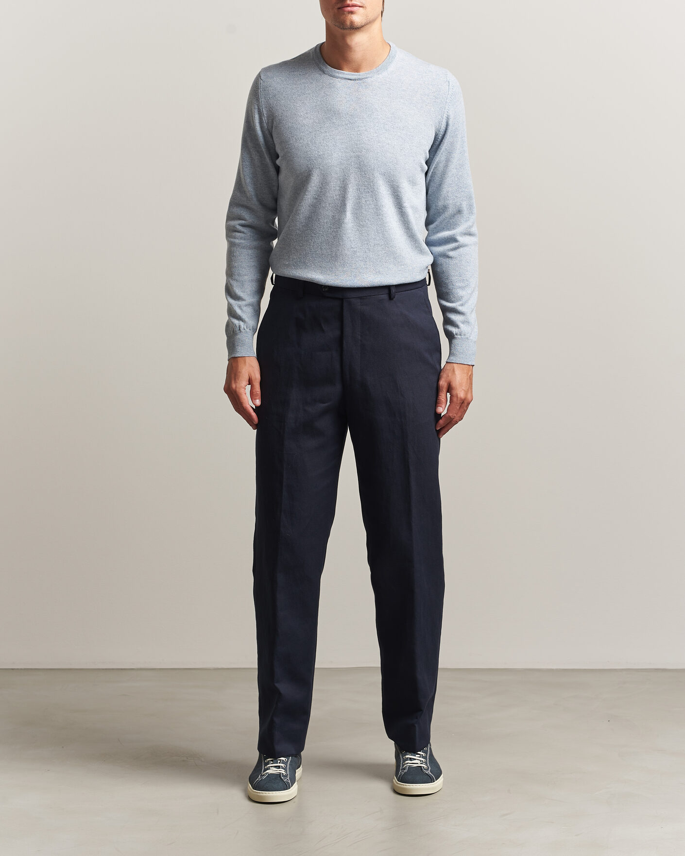 Men | Sweaters & Knitwear | Fedeli | Pure Cashmere Crew Neck Light Blue