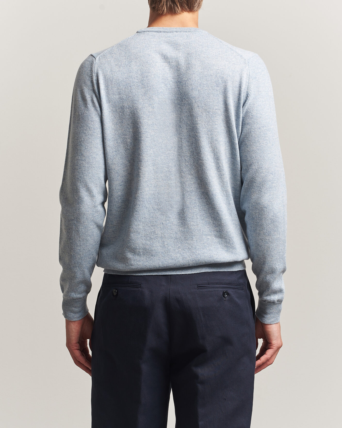 Men | Sweaters & Knitwear | Fedeli | Pure Cashmere Crew Neck Light Blue