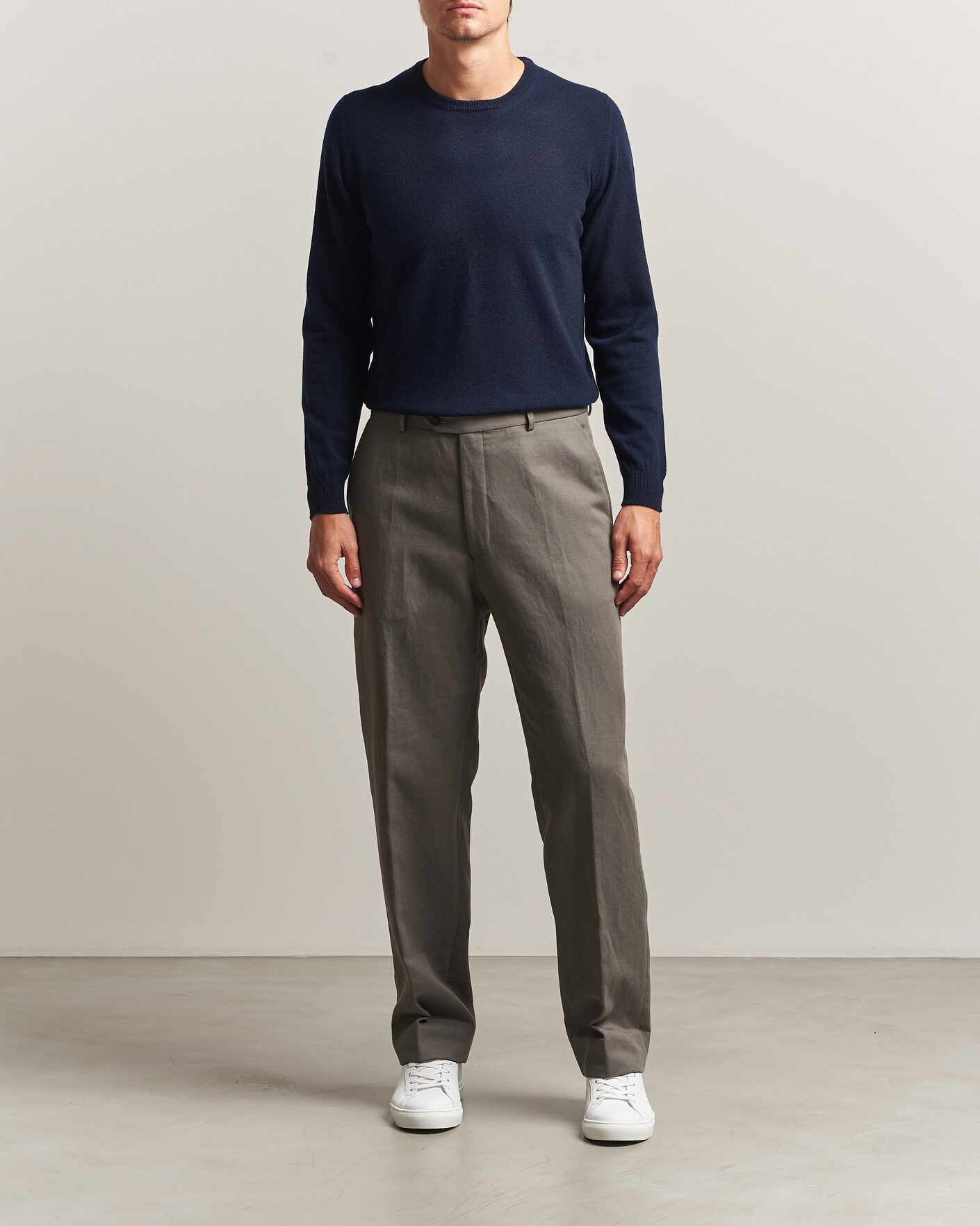 Men | Sweaters & Knitwear | Fedeli | Pure Cashmere Crew Neck Navy Blue