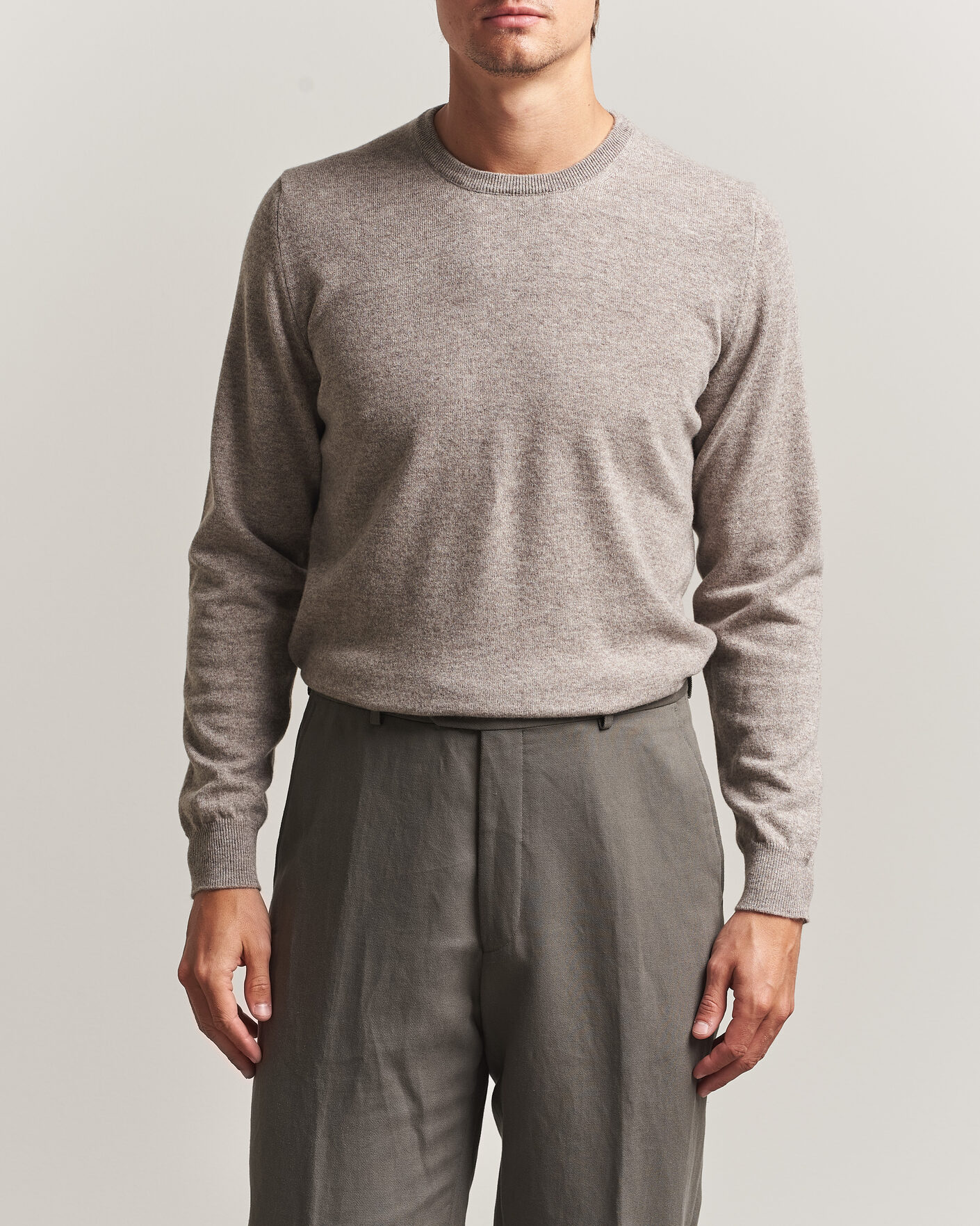 Men | Sweaters & Knitwear | Fedeli | Pure Cashmere Crew Neck Beige Melange