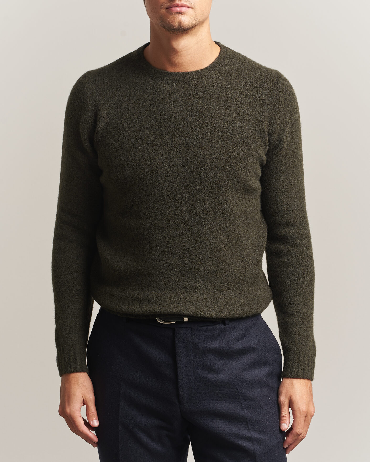 Men | Sweaters & Knitwear | Fedeli | Cashmere Blend Boucle Sweater Forest Green