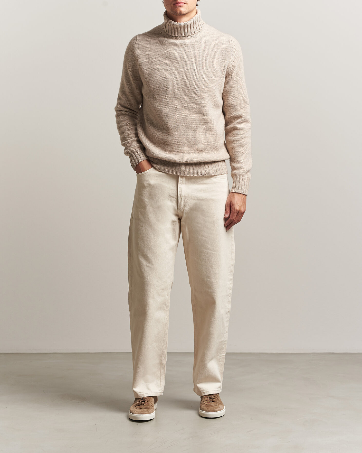 Men | Sweaters & Knitwear | Fedeli | Wool/Cashmere Rollneck Beige