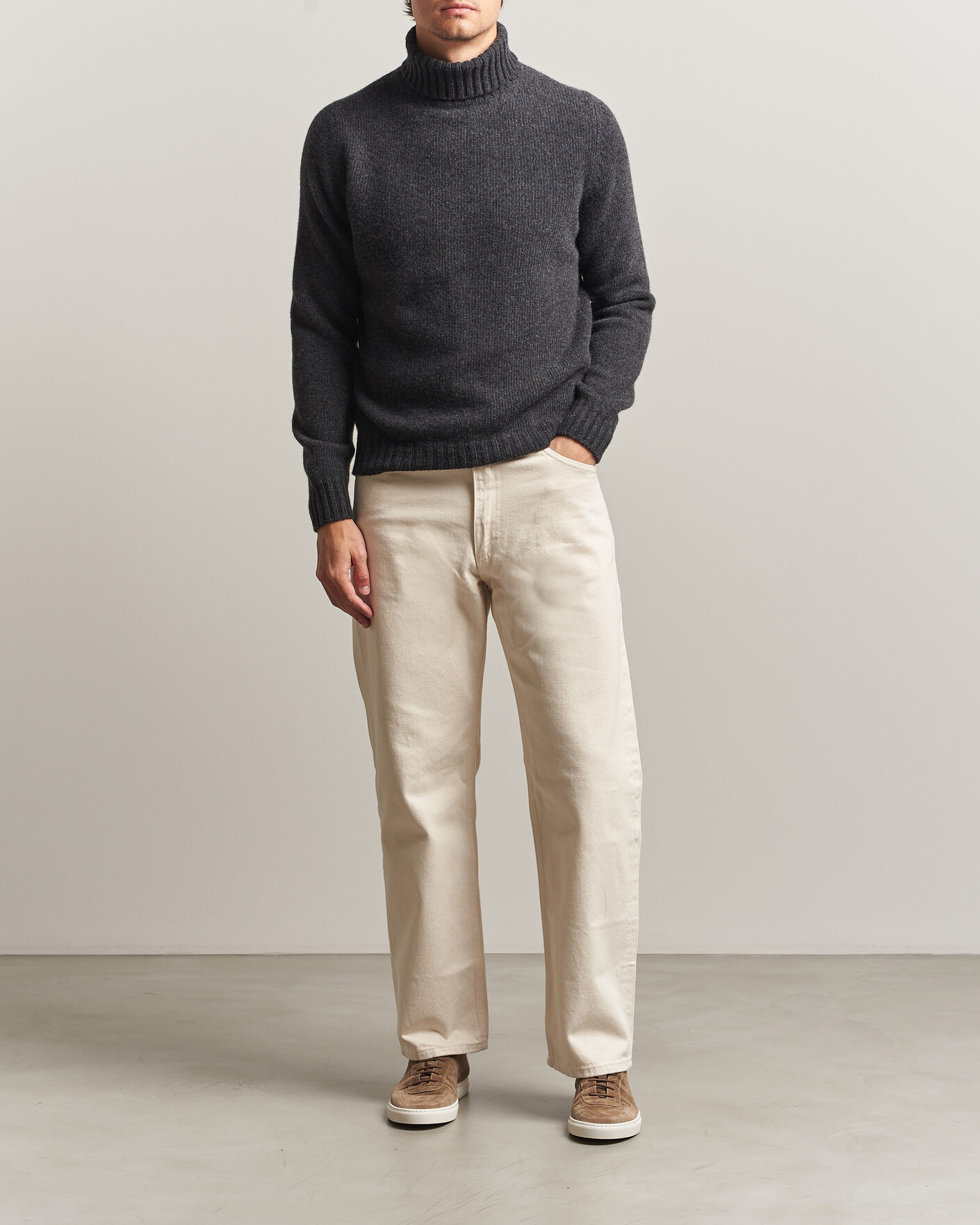 Men | Sweaters & Knitwear | Fedeli | Wool/Cashmere Rollneck Anthracite