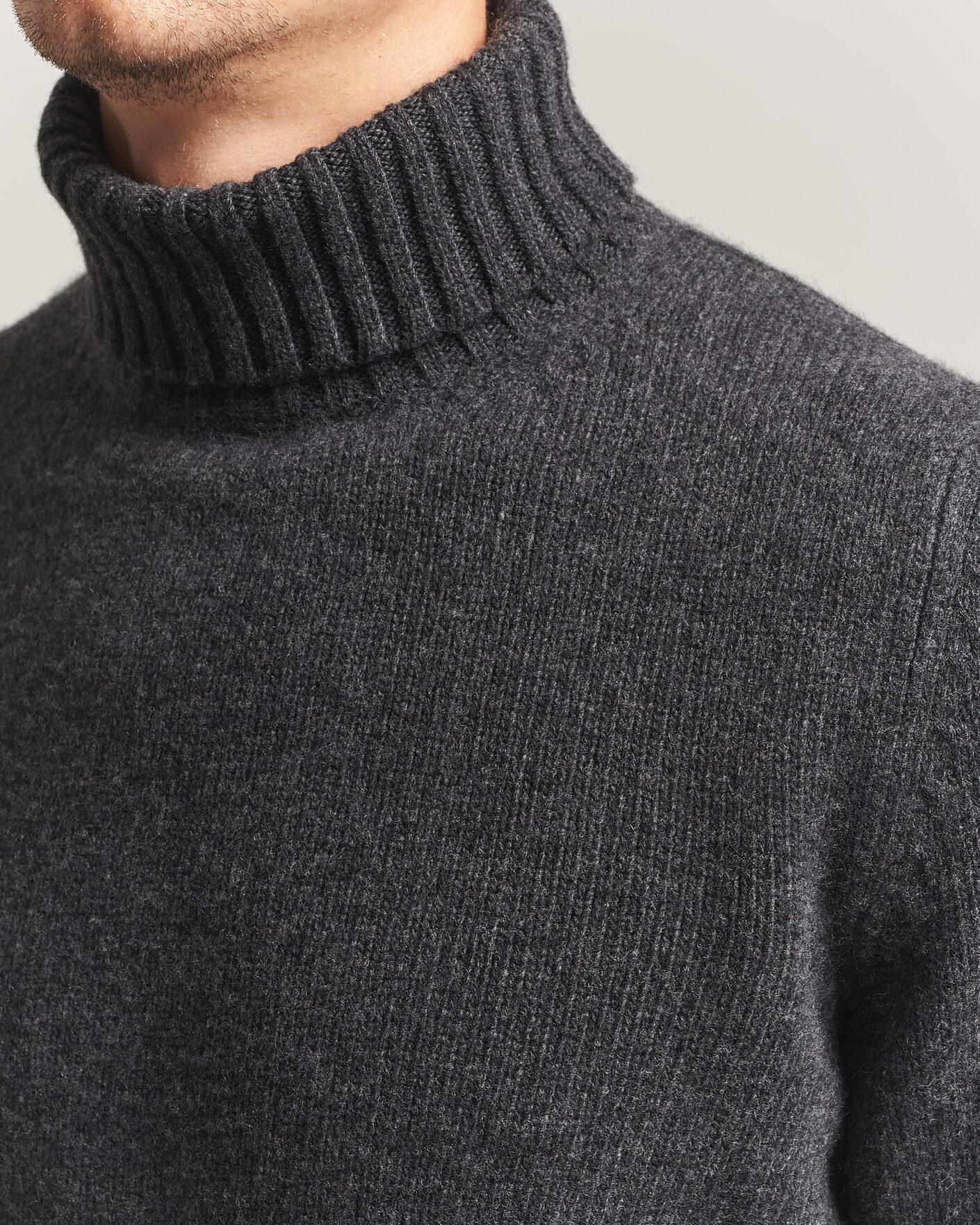 Men | Sweaters & Knitwear | Fedeli | Wool/Cashmere Rollneck Anthracite