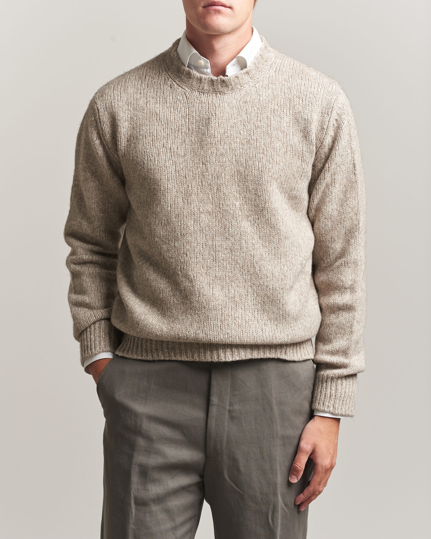 Men | Sweaters & Knitwear | Fedeli | Yak Blend Sweater Beige Melange