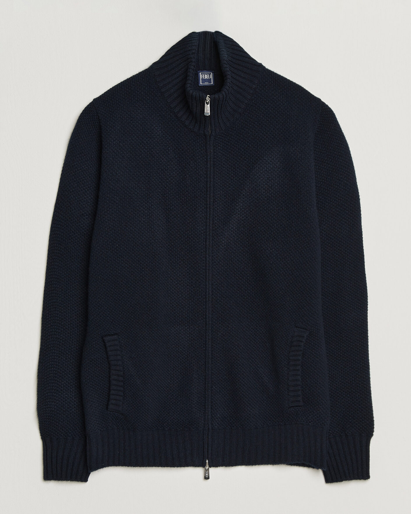Men | Sweaters & Knitwear | Fedeli | Wool/Cashmere Honeycomb Full Zip Navy