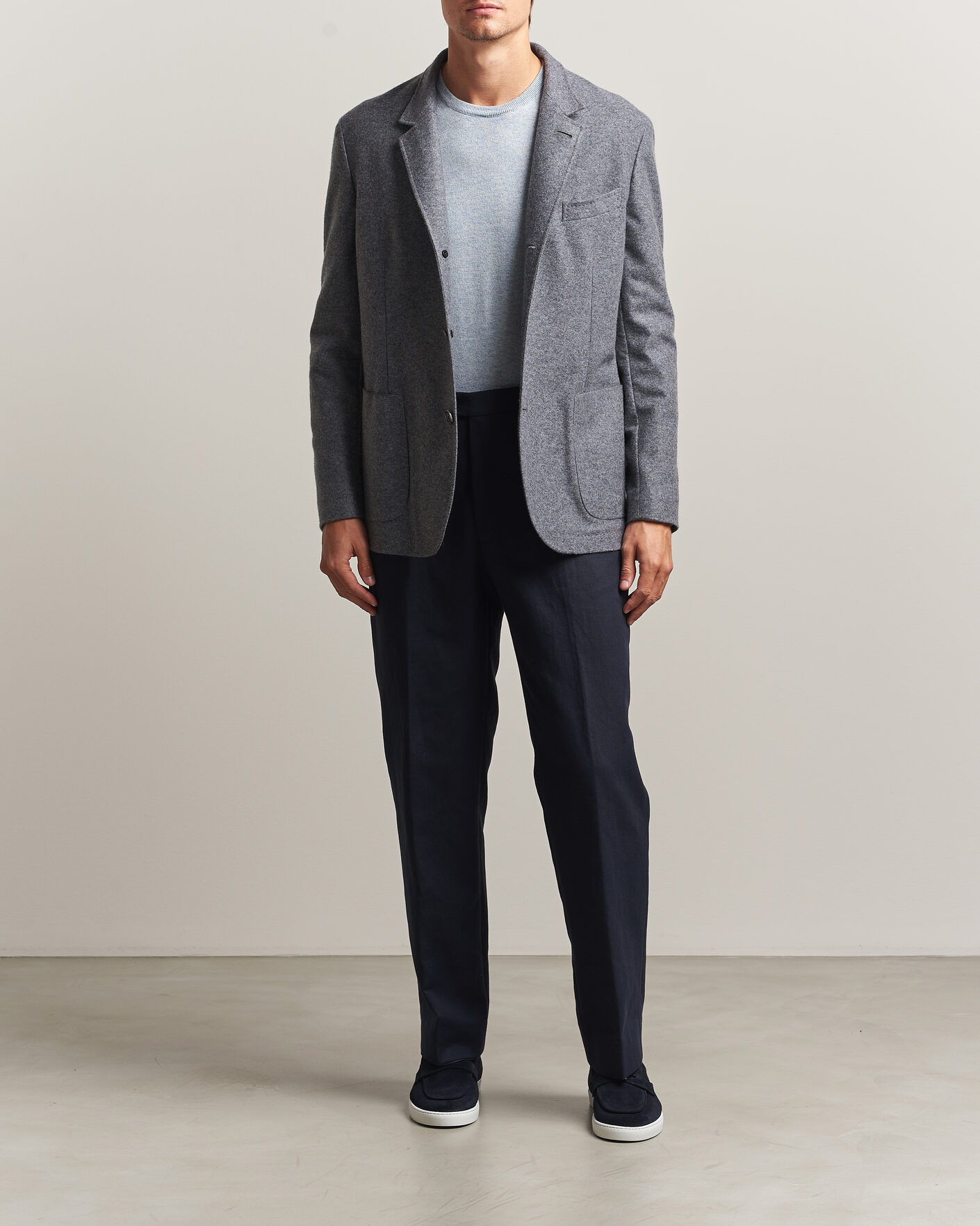 Men | Blazers | Fedeli | Cashmere Flannel Jacket Grey Melange