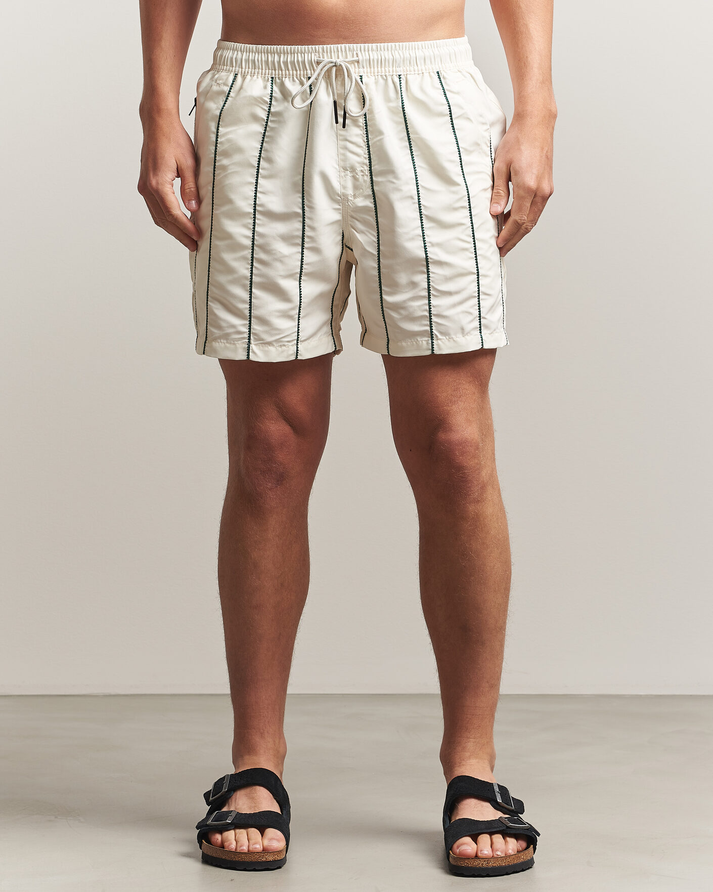 Men | Swimwear | OAS | Granada Striped Swimshorts White/Green