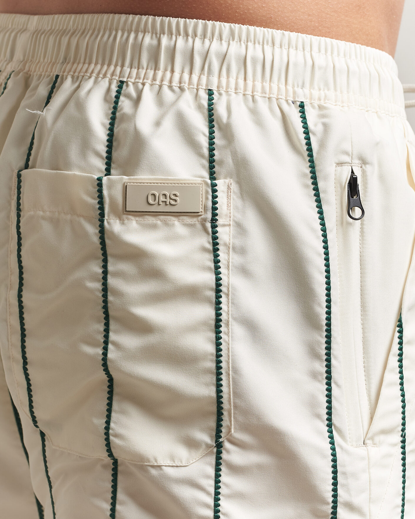 Men | Swimwear | OAS | Granada Striped Swimshorts White/Green