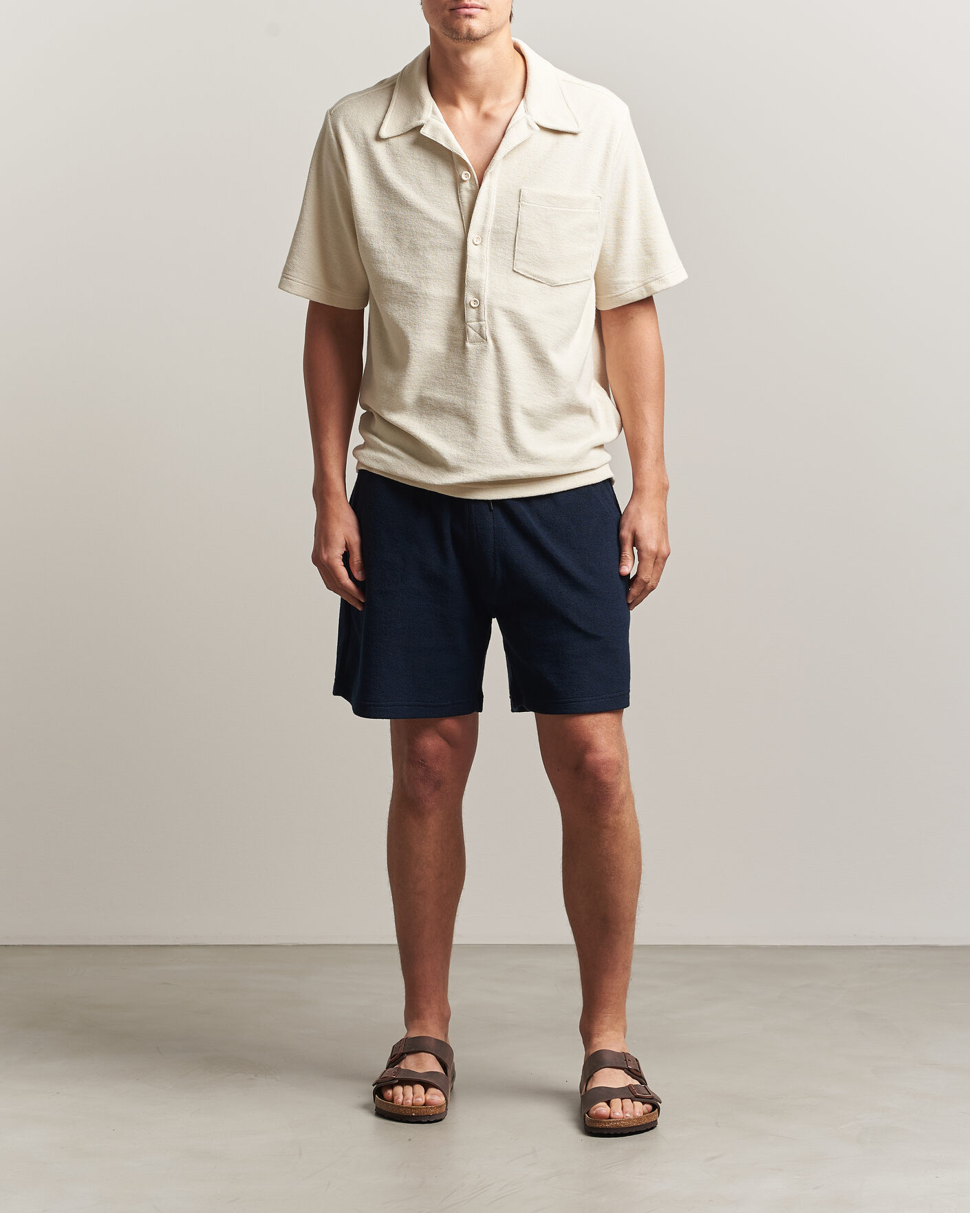 Men | Polo Shirts | OAS | Novo Regular Fit Terry Polo Ecru