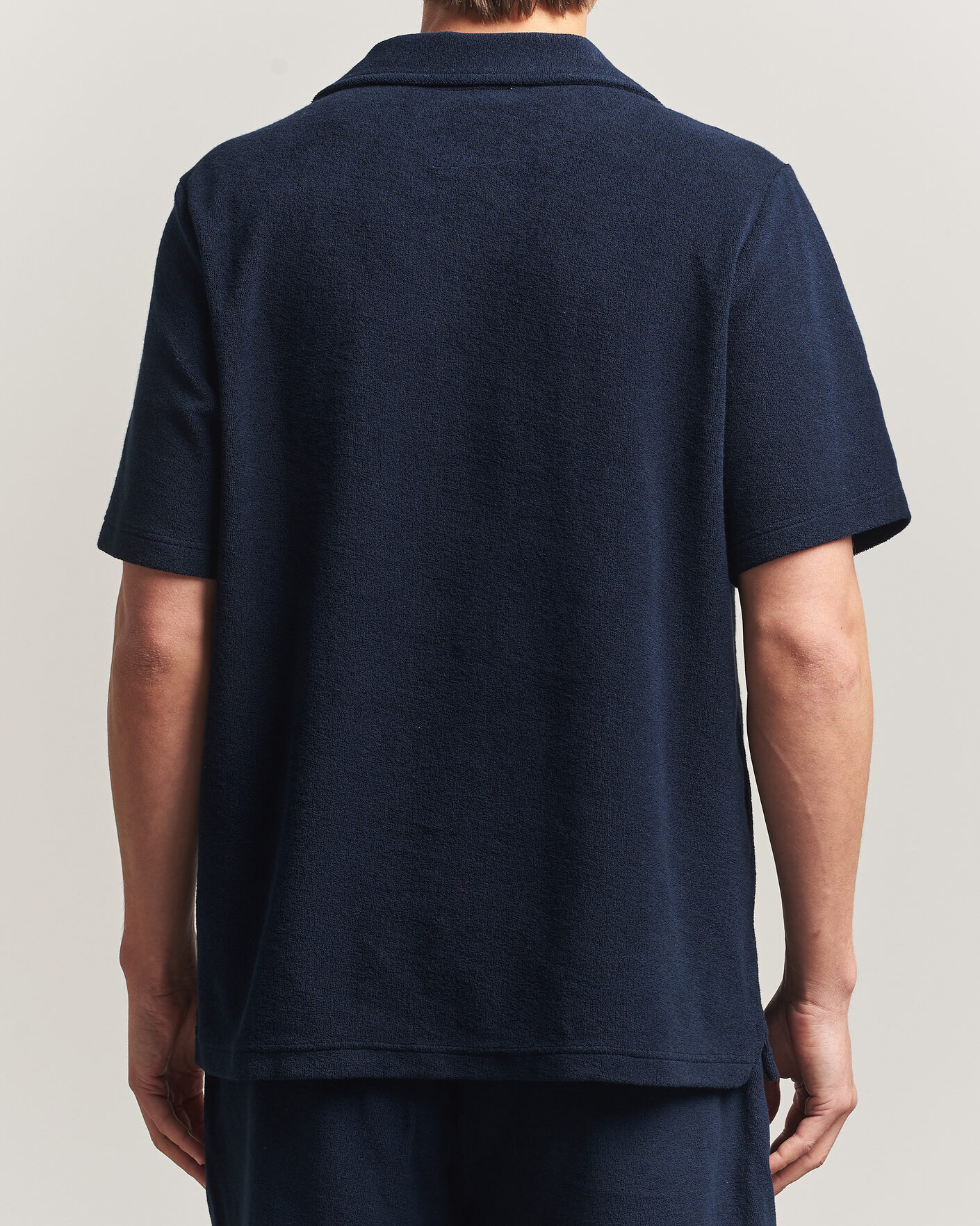 OAS Serif Regular Fit Terry Open Collar Polo Dark Blue at