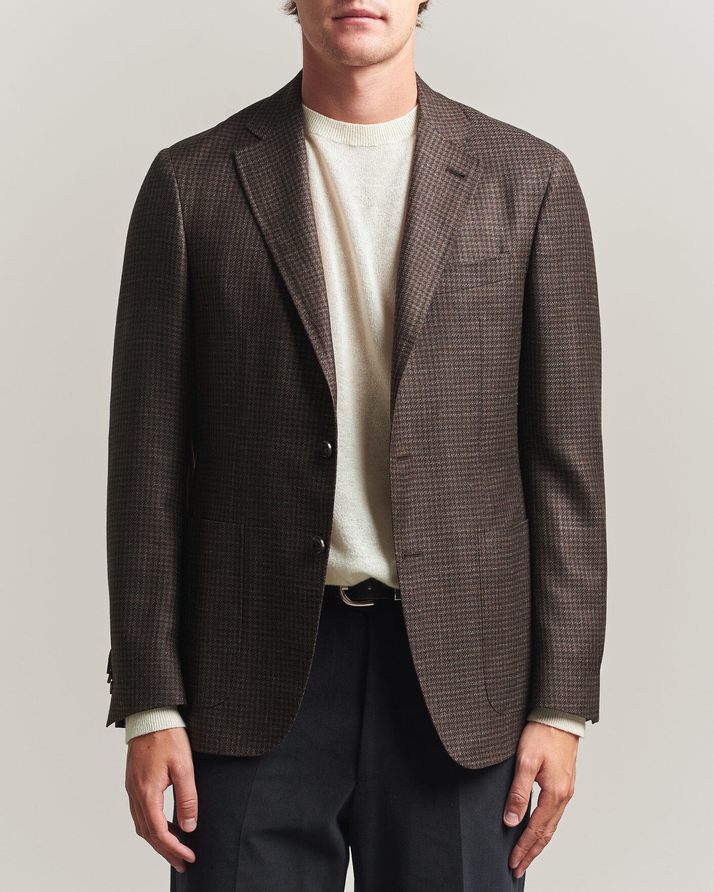 Men | Blazers | Canali | Kei Houndstooth Flannel Blazer Dark Brown