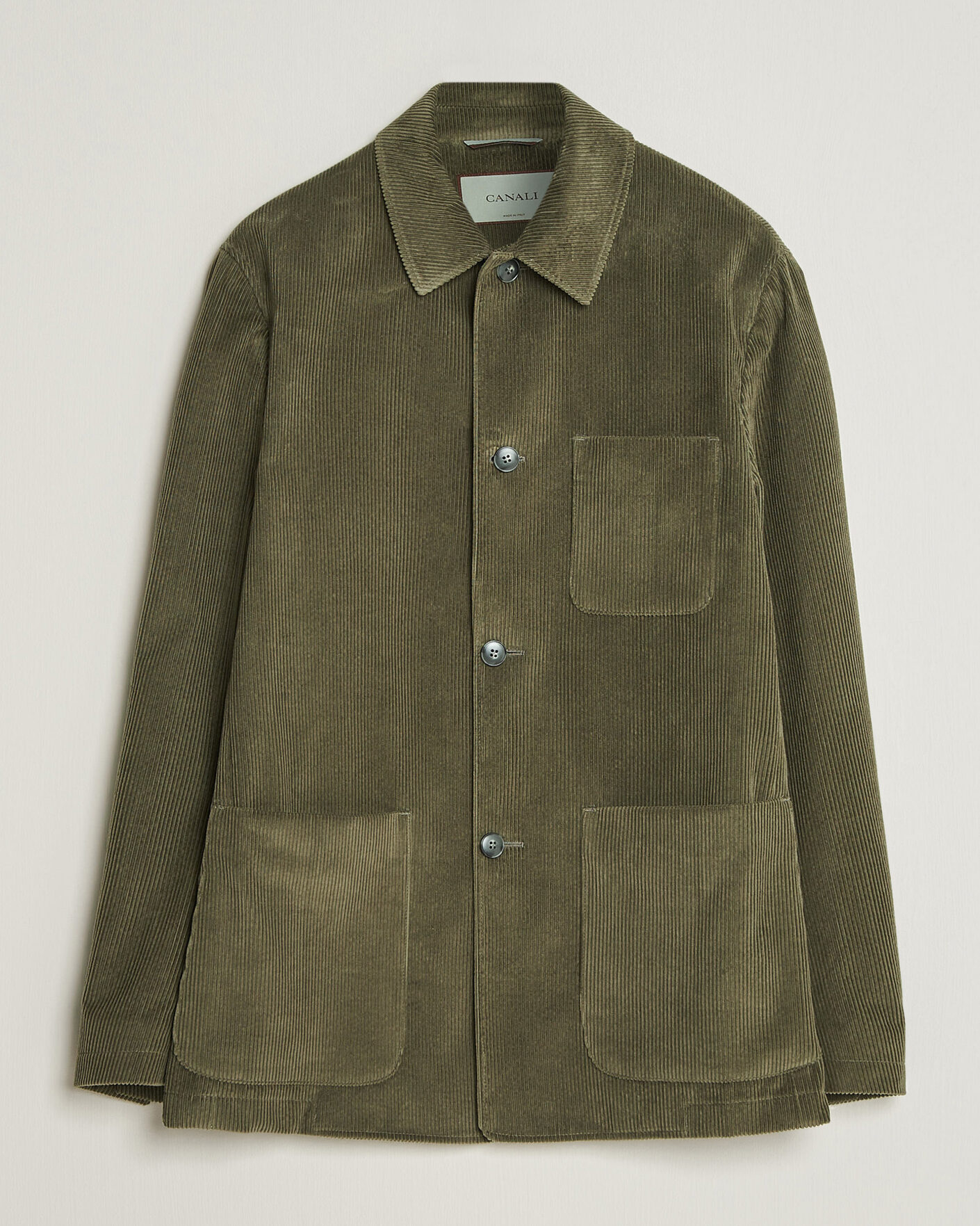 Men | Coats & Jackets | Canali | Corduroy Chore Jacket Olive