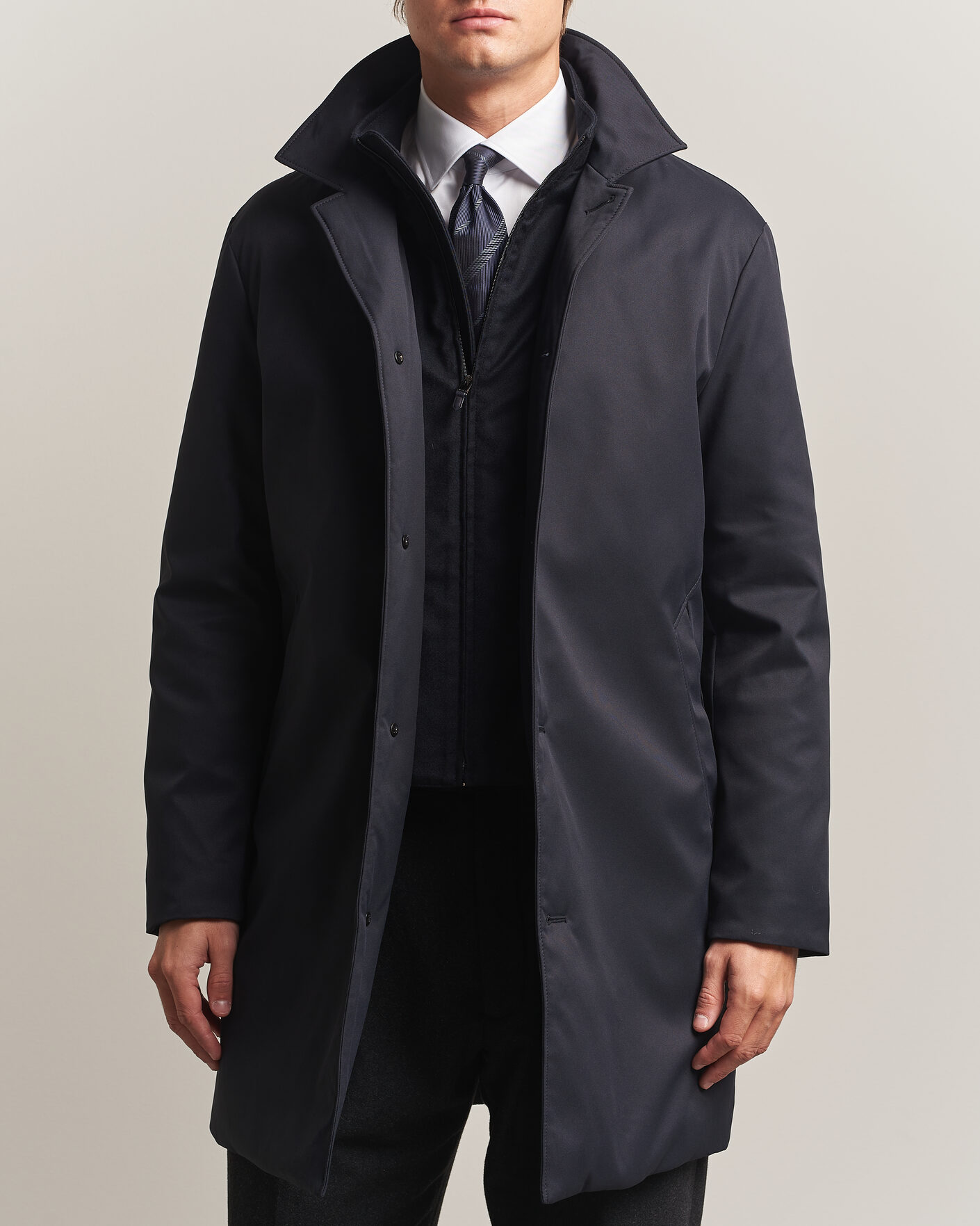 Men | Coats & Jackets | Canali | Zip Liner Down Coat Navy