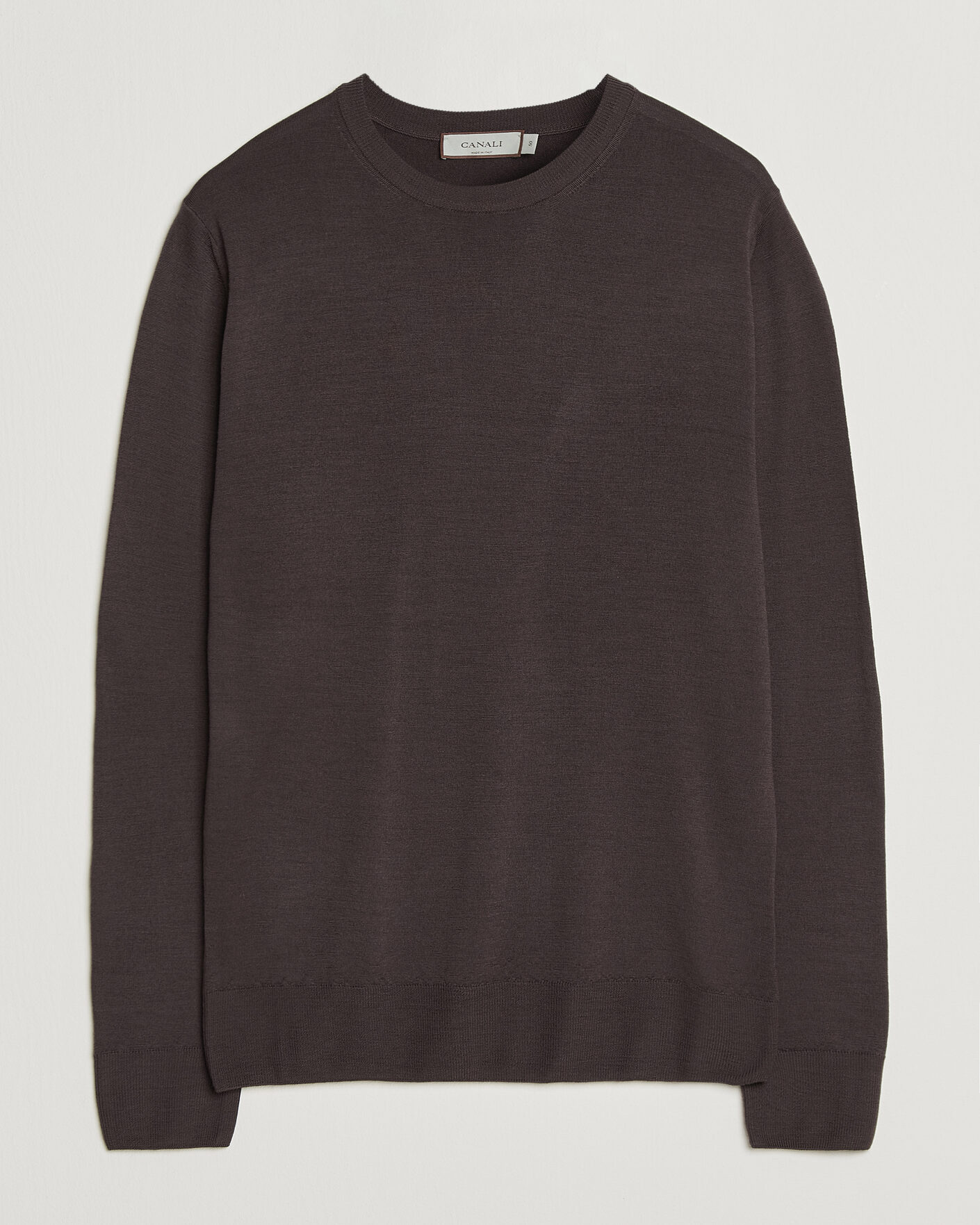 Men | Sweaters & Knitwear | Canali | Merino Wool Crew Neck Dark Brown