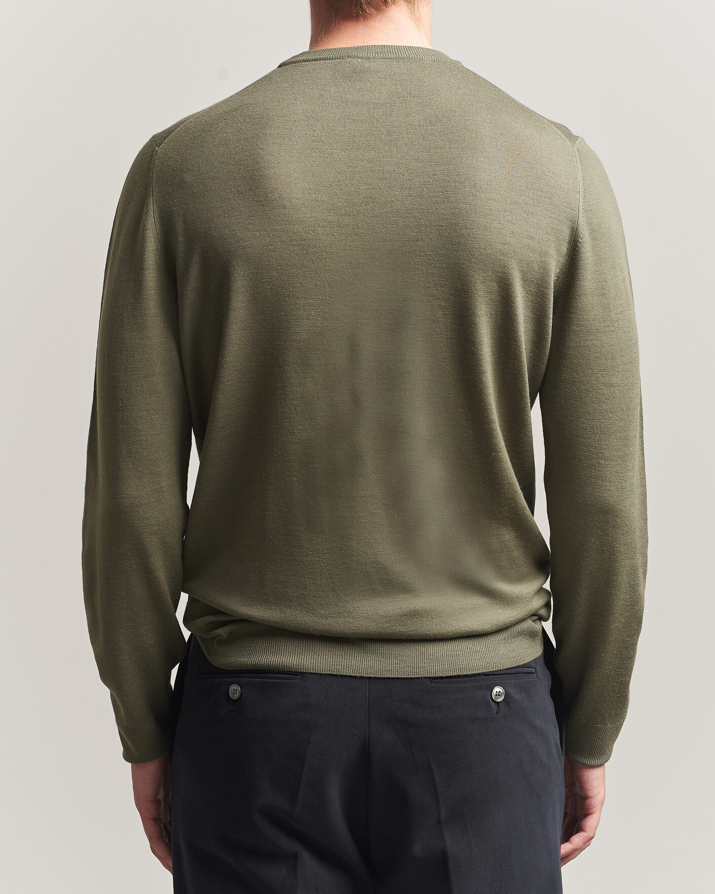 Men | Sweaters & Knitwear | Canali | Merino Wool Crew Neck Olive