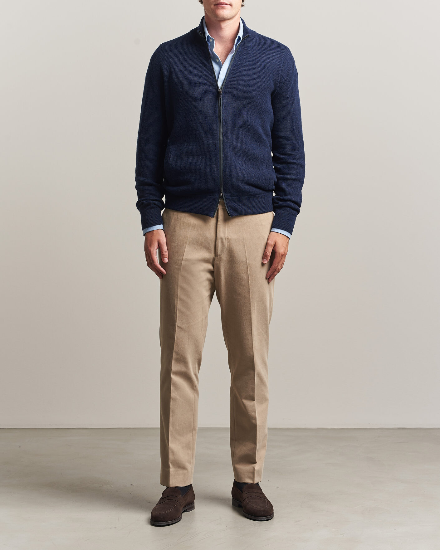 Men | Sweaters & Knitwear | Canali | Wool/Cashmere Full Zip Cardigan Navy