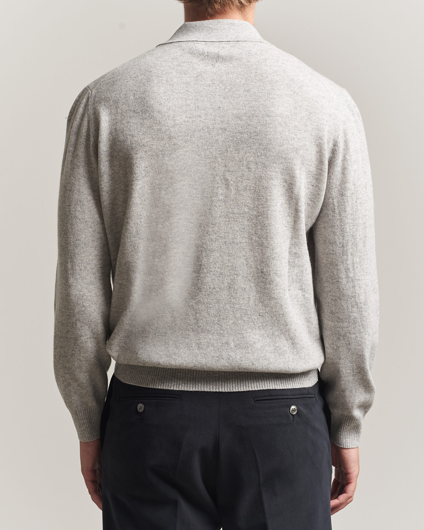 Men | Sweaters & Knitwear | Canali | Wool/Cashmere Long Sleeve Polo Light Grey