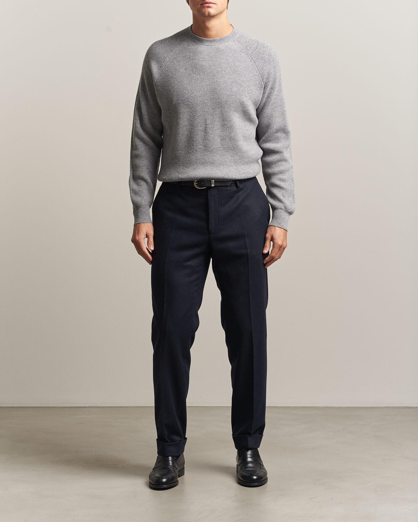 Men | Sweaters & Knitwear | Canali | Rib Cashmere Sweater Light Grey