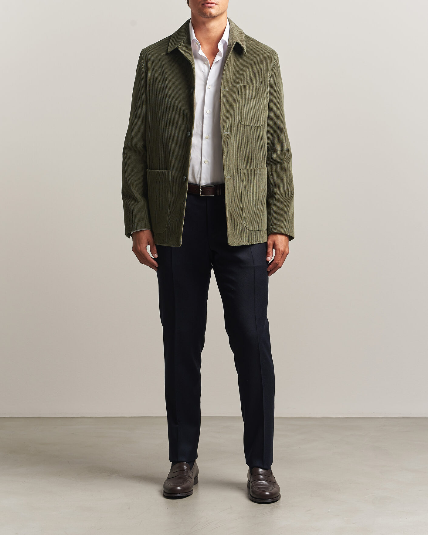 Men | Trousers | Canali | Slim Fit Flannel Trousers Navy