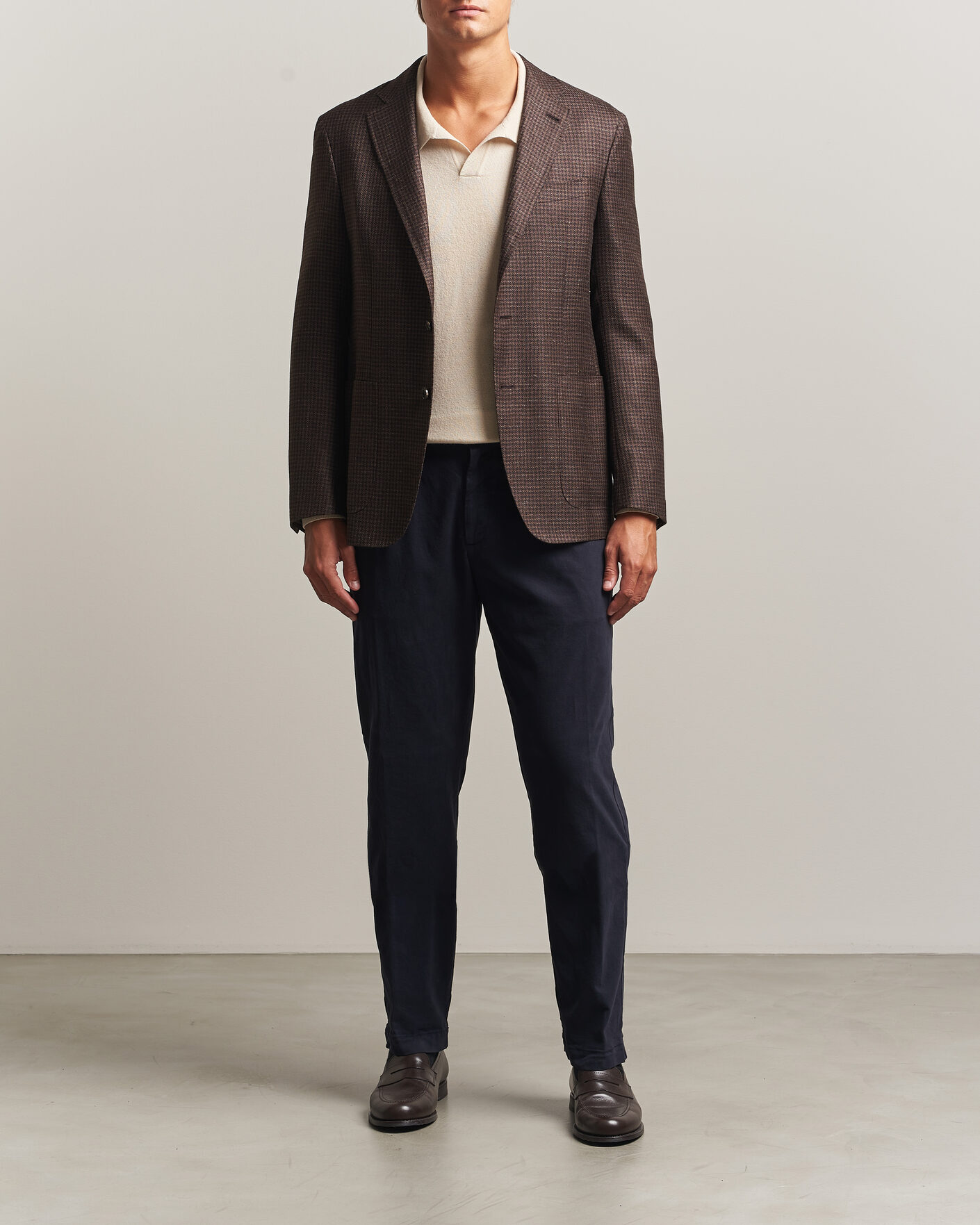 Men | Trousers | Canali | Cotton/Cashmere Chinos Navy