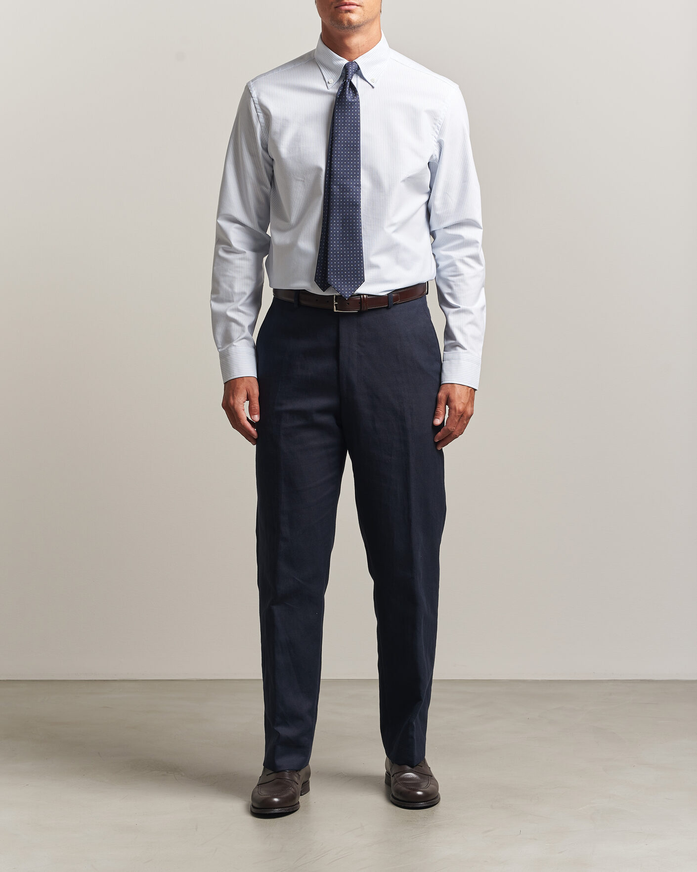 Men | Shirts | Canali | Oxford Button Down Shirt Light Blue Stripe
