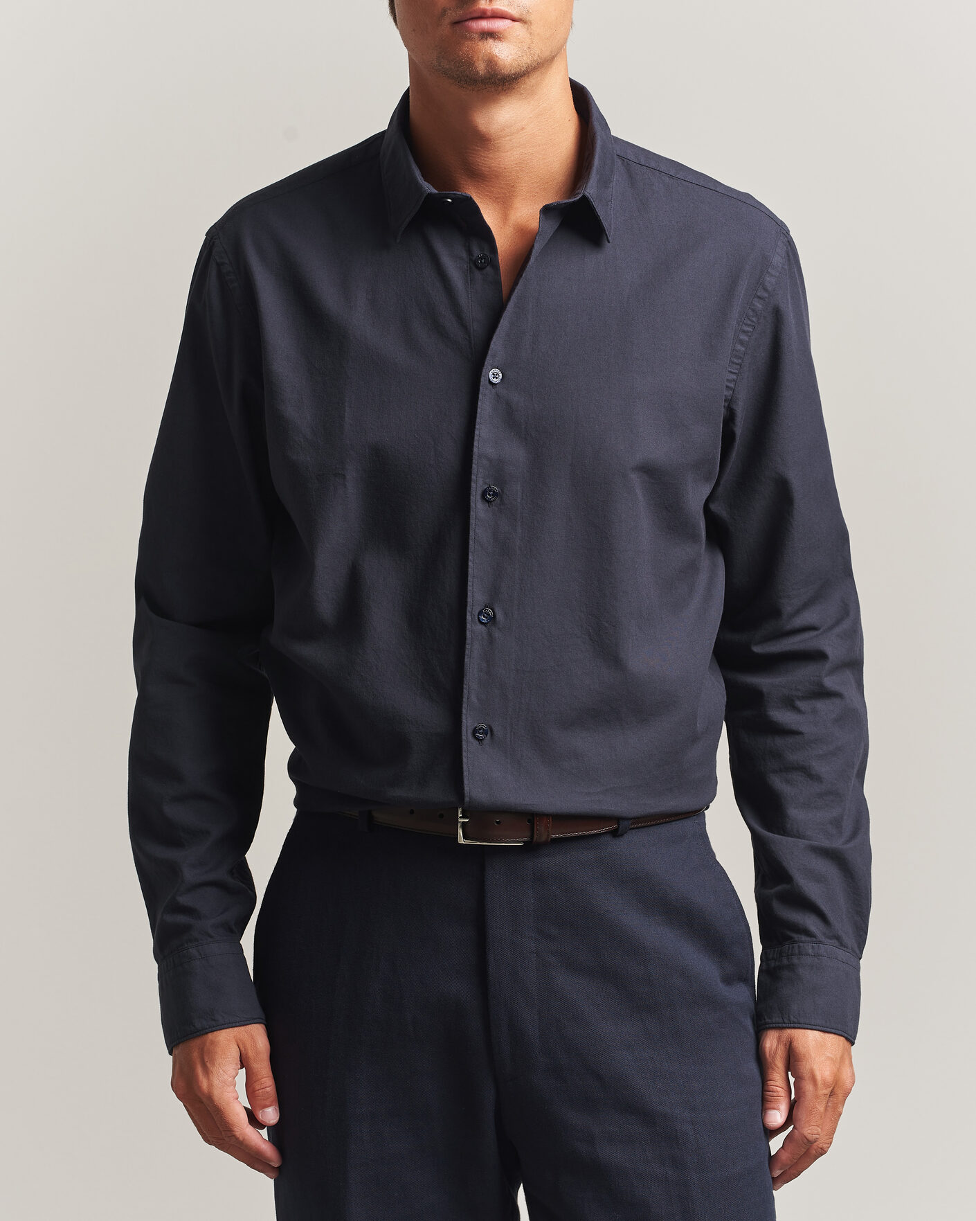 Men | Shirts | Canali | Garment Dyed Cotton Shirt Navy