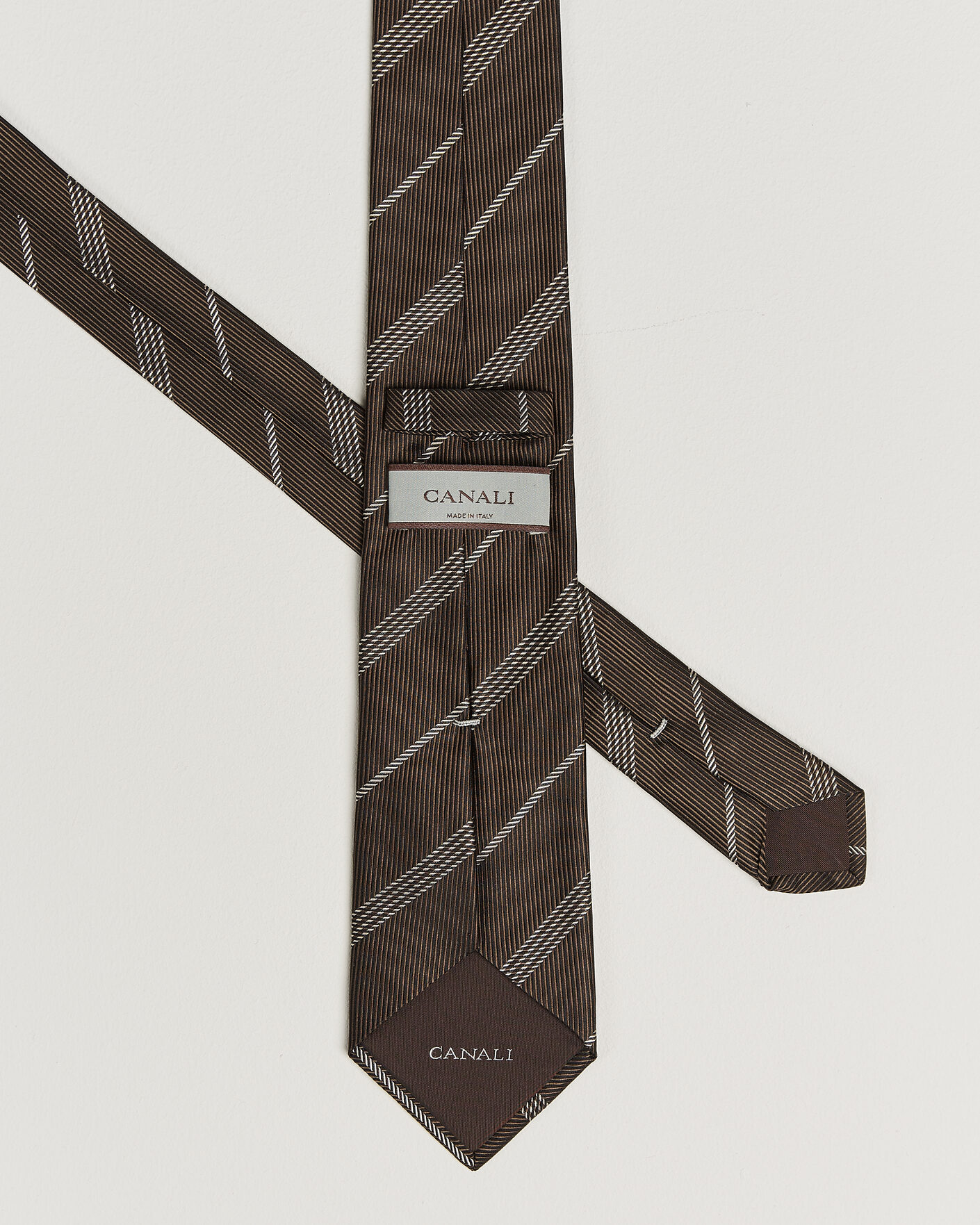 Men | Ties | Canali | Regimental Stripe Silk Tie Brown