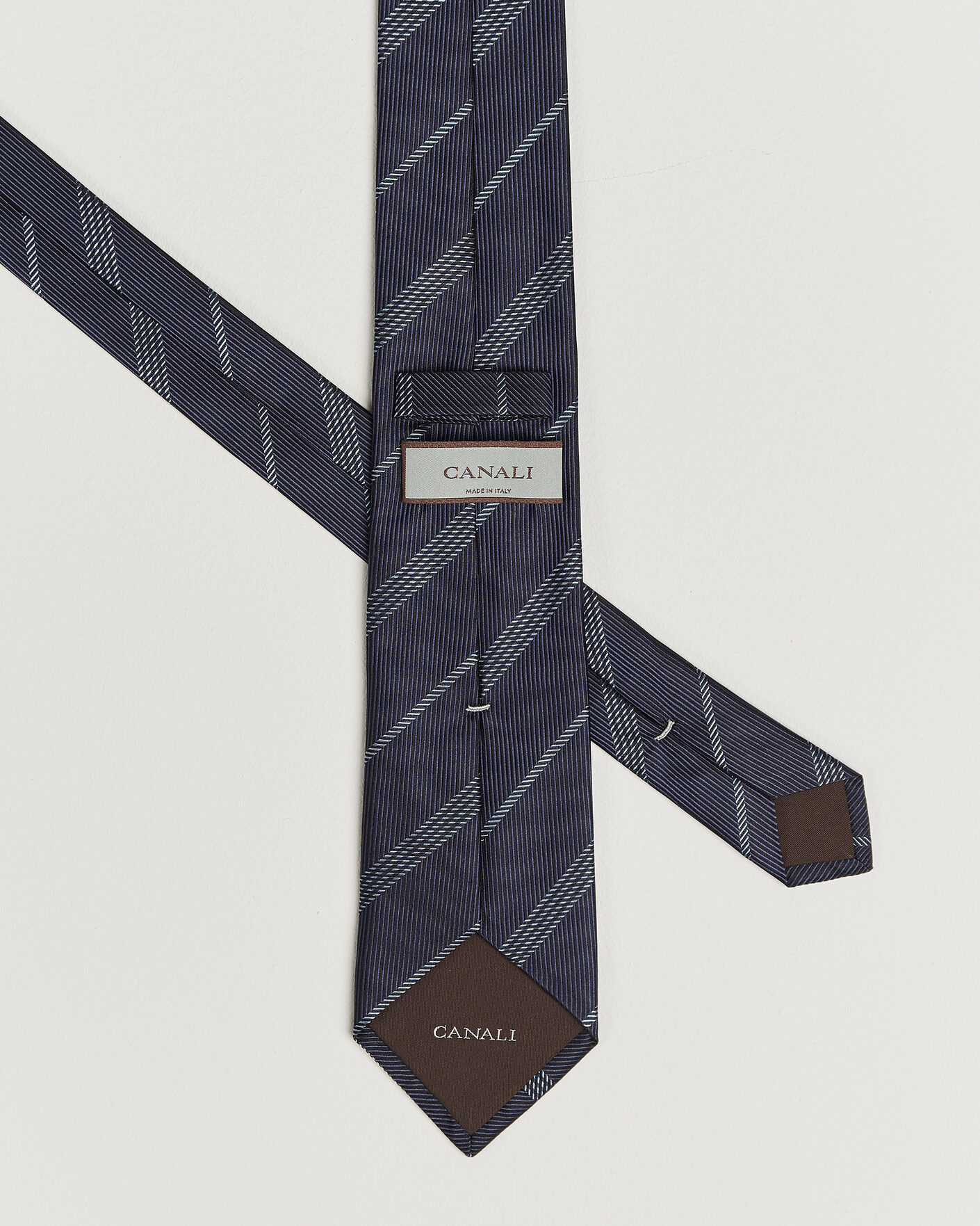 Men | Ties | Canali | Regimental Stripe Silk Tie Navy