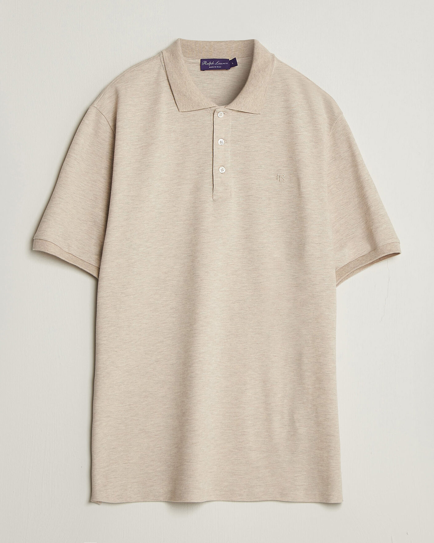 Men | Polo Shirts | Ralph Lauren Purple Label | Short Sleeve Mercerized Cotton Polo Beige Melange