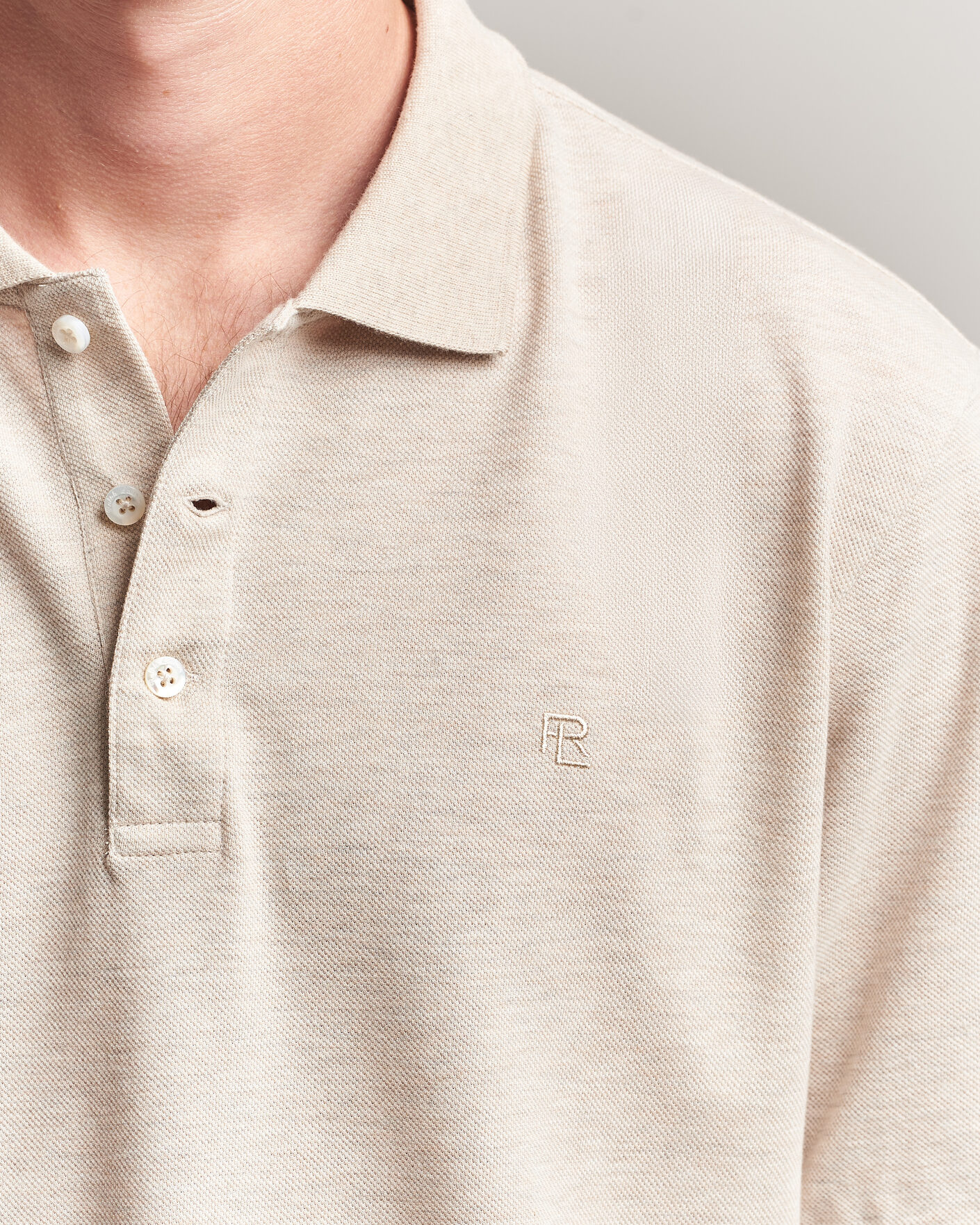 Men | Polo Shirts | Ralph Lauren Purple Label | Short Sleeve Mercerized Cotton Polo Beige Melange