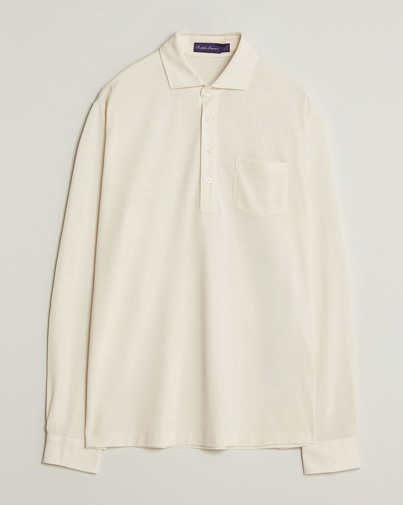Men | Polo Shirts | Ralph Lauren Purple Label | Long Sleeve Washed Polo Classic Cream