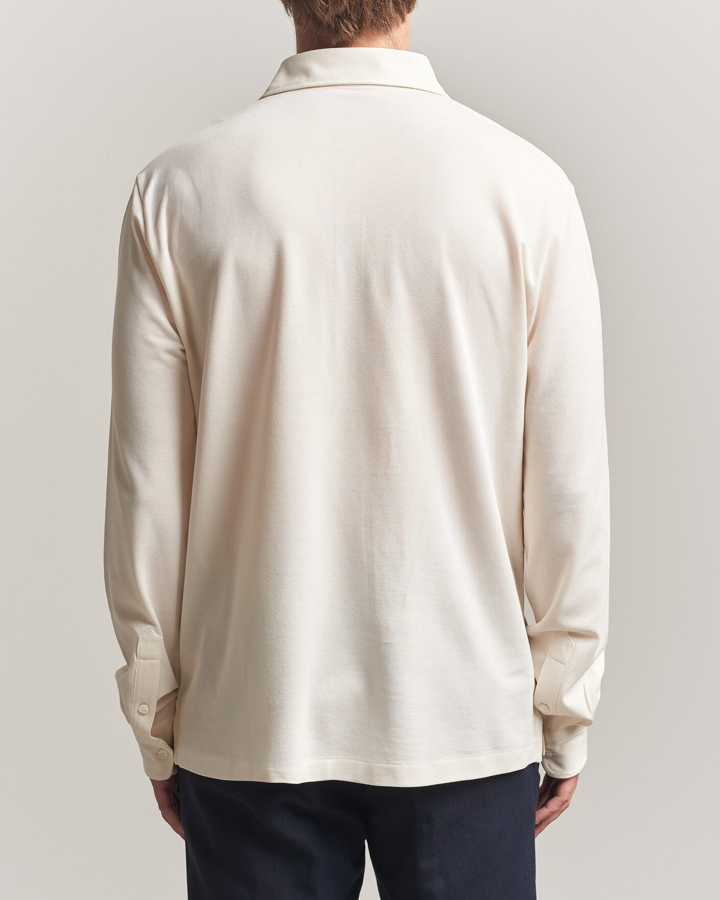 Men | Polo Shirts | Ralph Lauren Purple Label | Long Sleeve Washed Polo Classic Cream