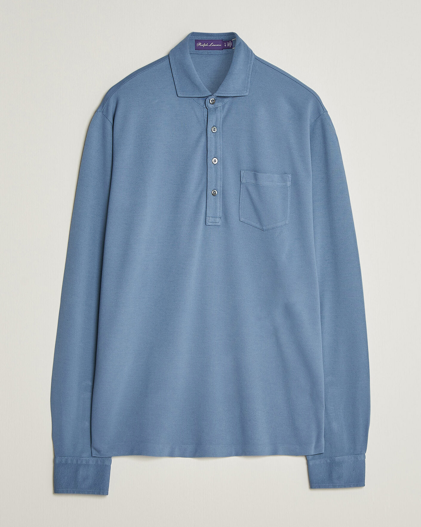 Men | Polo Shirts | Ralph Lauren Purple Label | Long Sleeve Washed Polo Blue Horizon