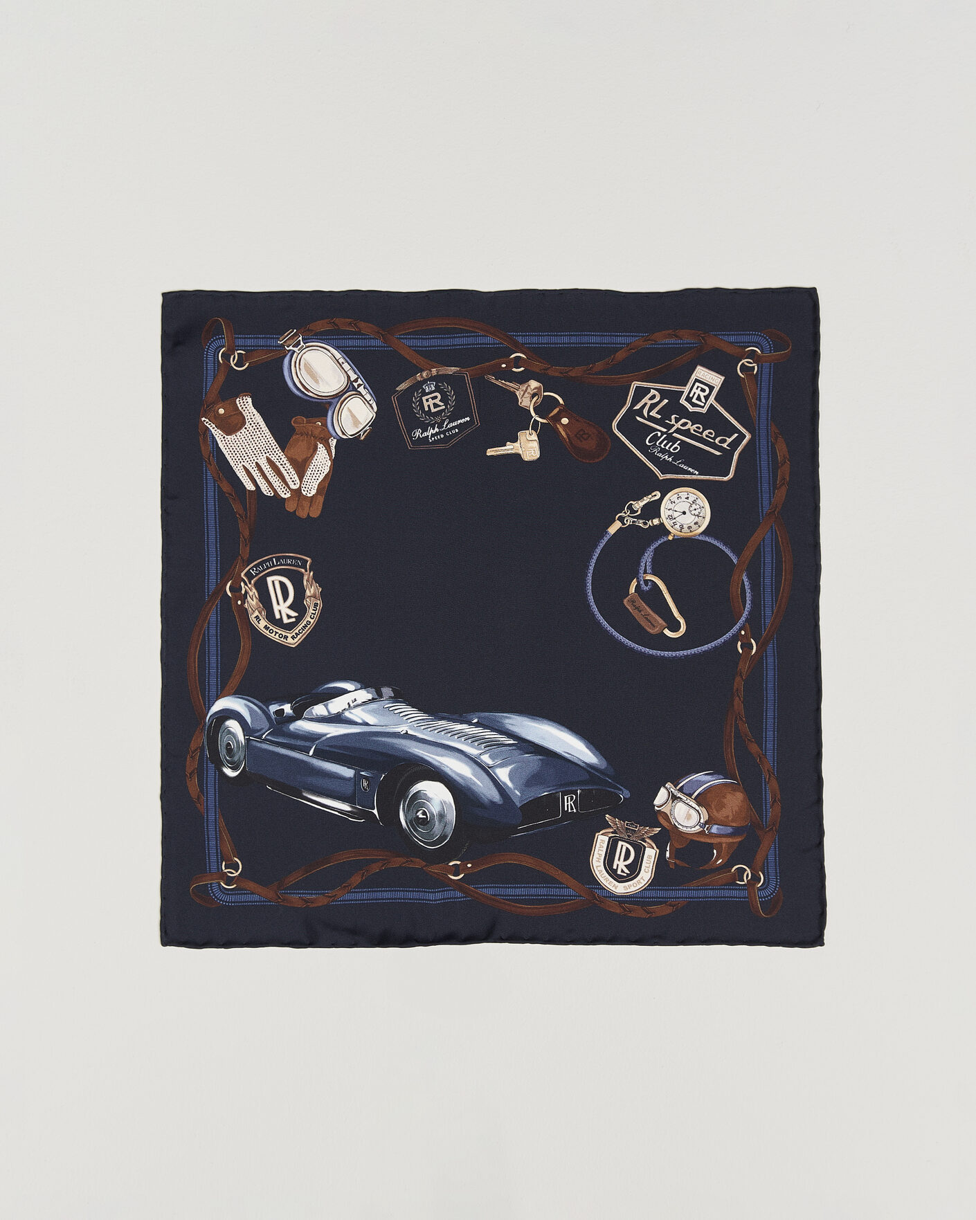 Men | Pocket Squares | Ralph Lauren Purple Label | Speed Club Silk Pocket Square Navy