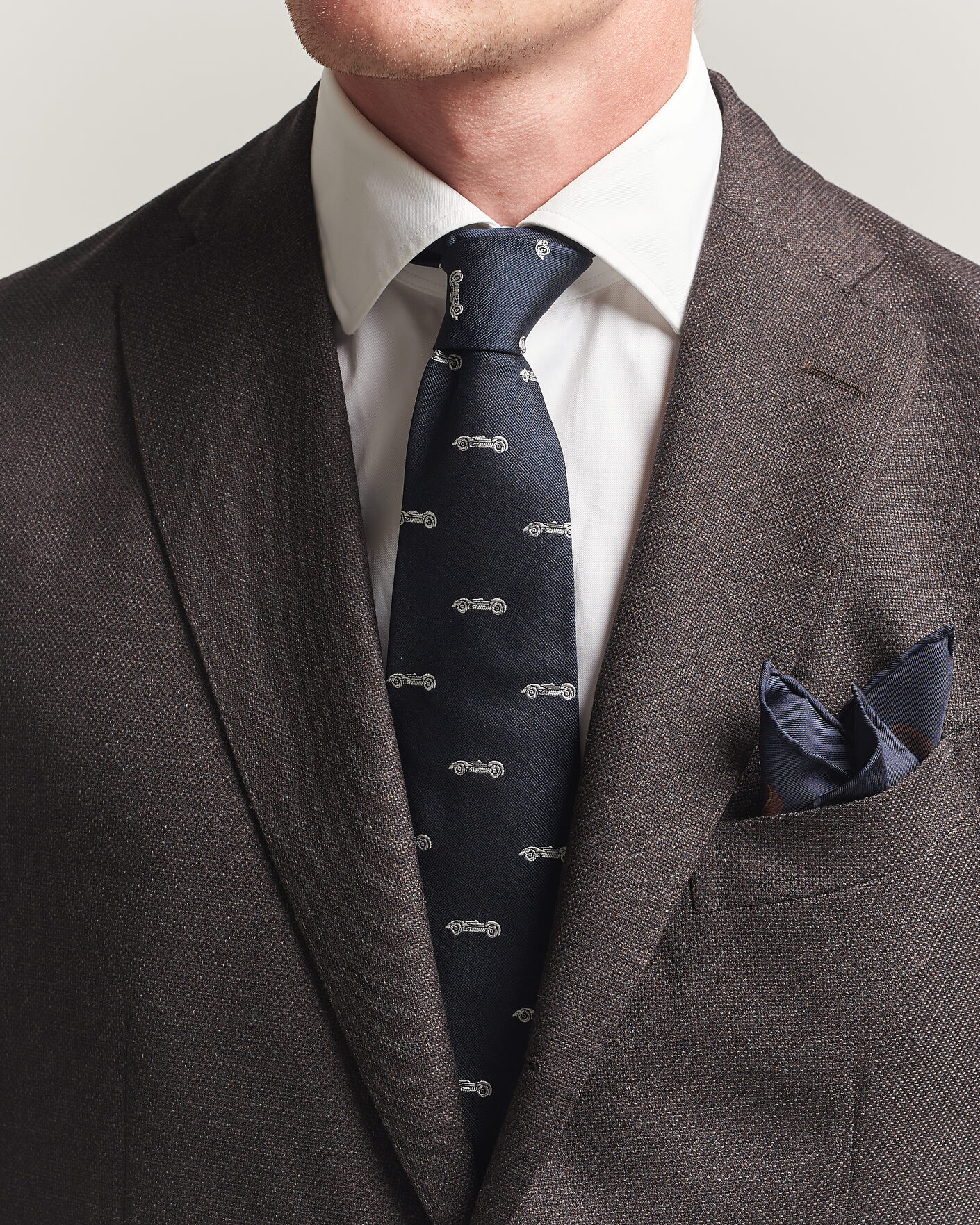 Men | Ties | Ralph Lauren Purple Label | Jacquard Race Cars Silk Tie Navy
