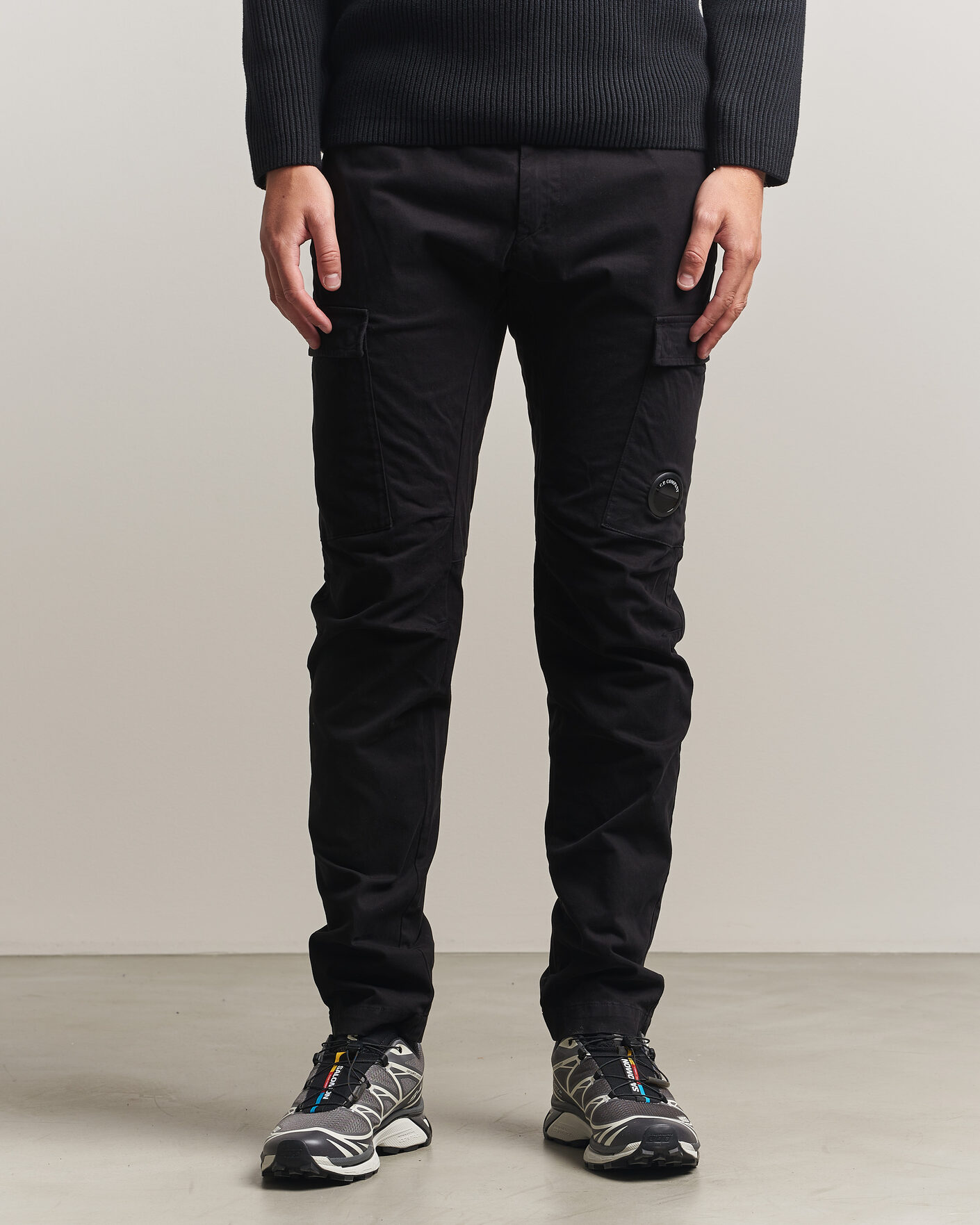 Stone Island Garment Dyed Drawsting Cargo Pants Black at