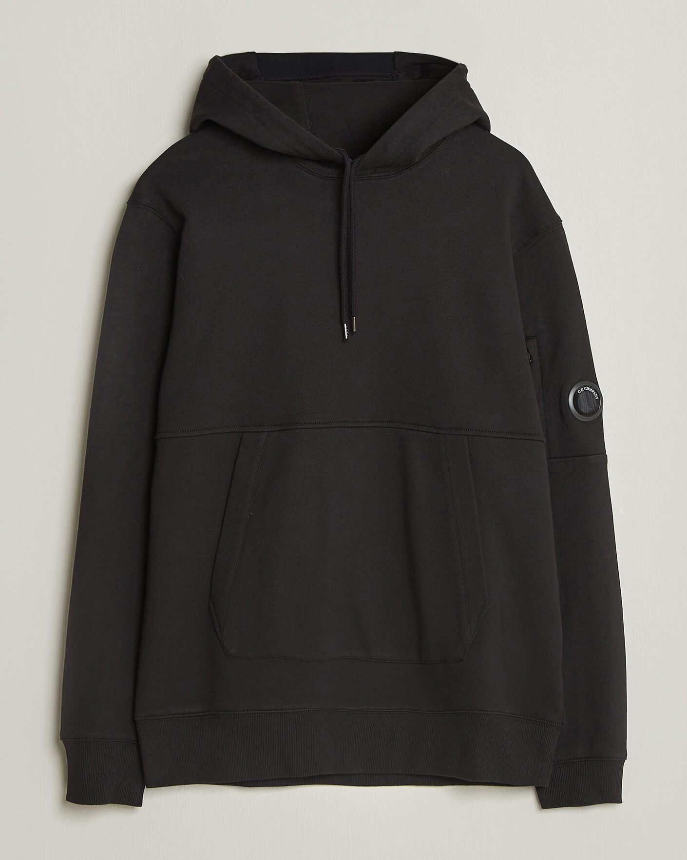Men | Sweaters & Knitwear | C.P. Company | Diagonal Raised Fleece Lens Hood Black