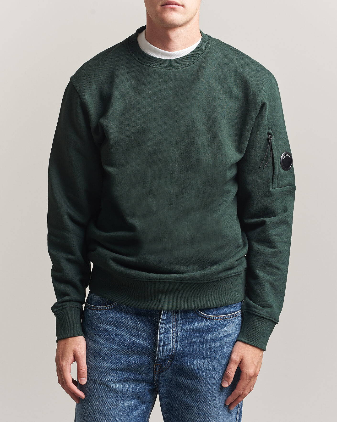 C.P. Company Diagonal Raised Fleece Lens Sweatshirt Emerald Green