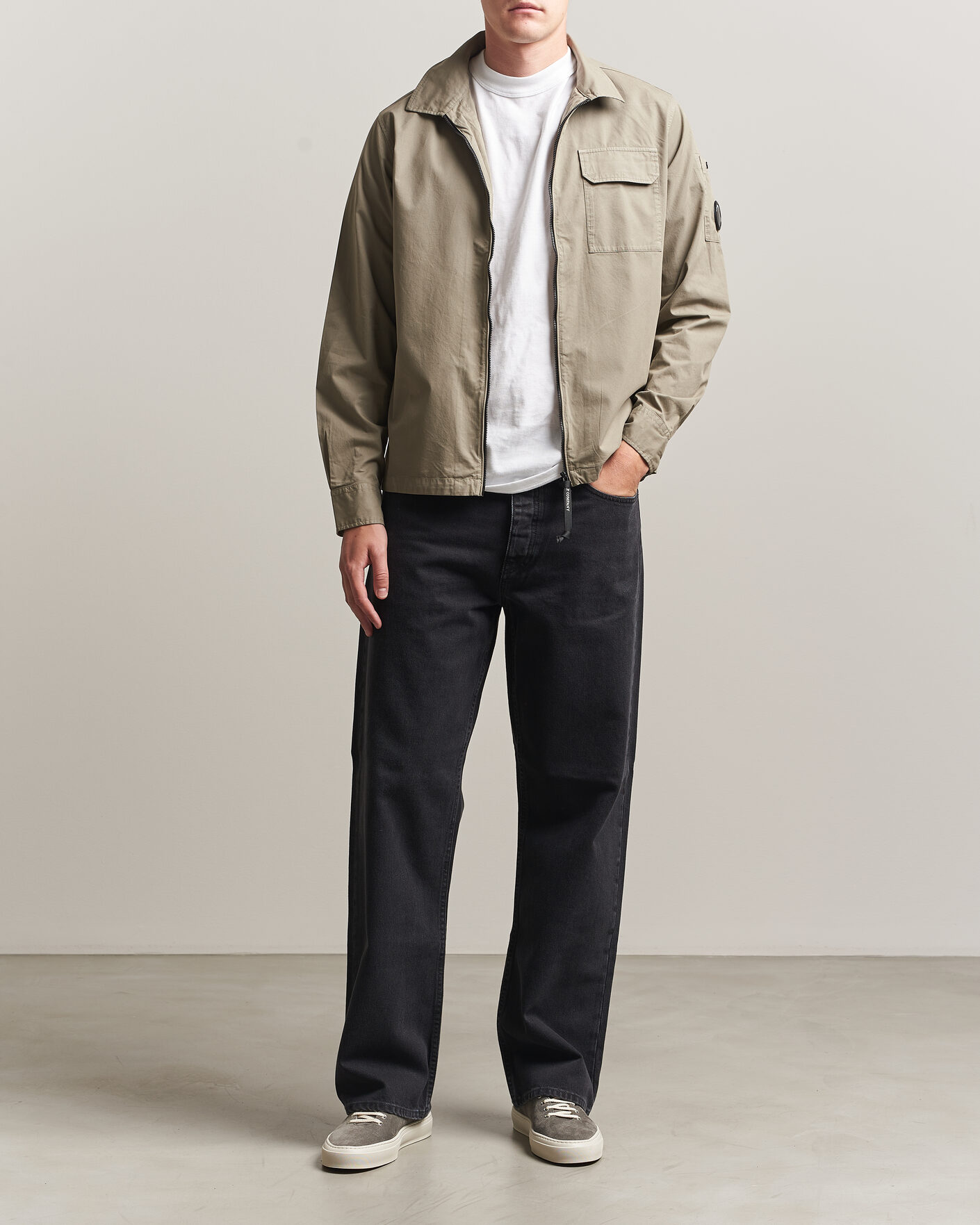 Men | Shirts | C.P. Company | Organic Cotton Gabardine Zip Overshirt Grey