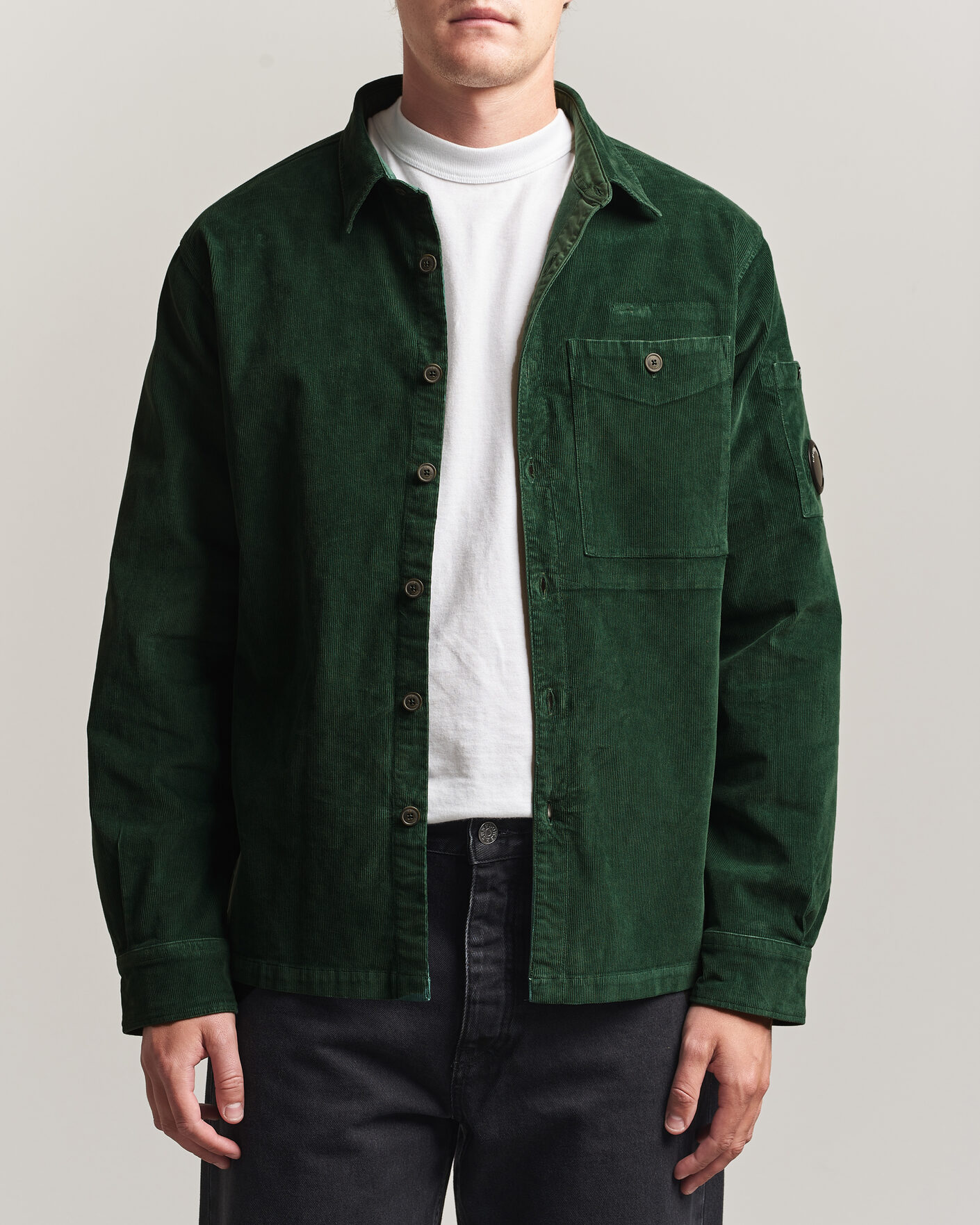 Men | Shirts | C.P. Company | Corduroy Lens Overshirt Emerald Green
