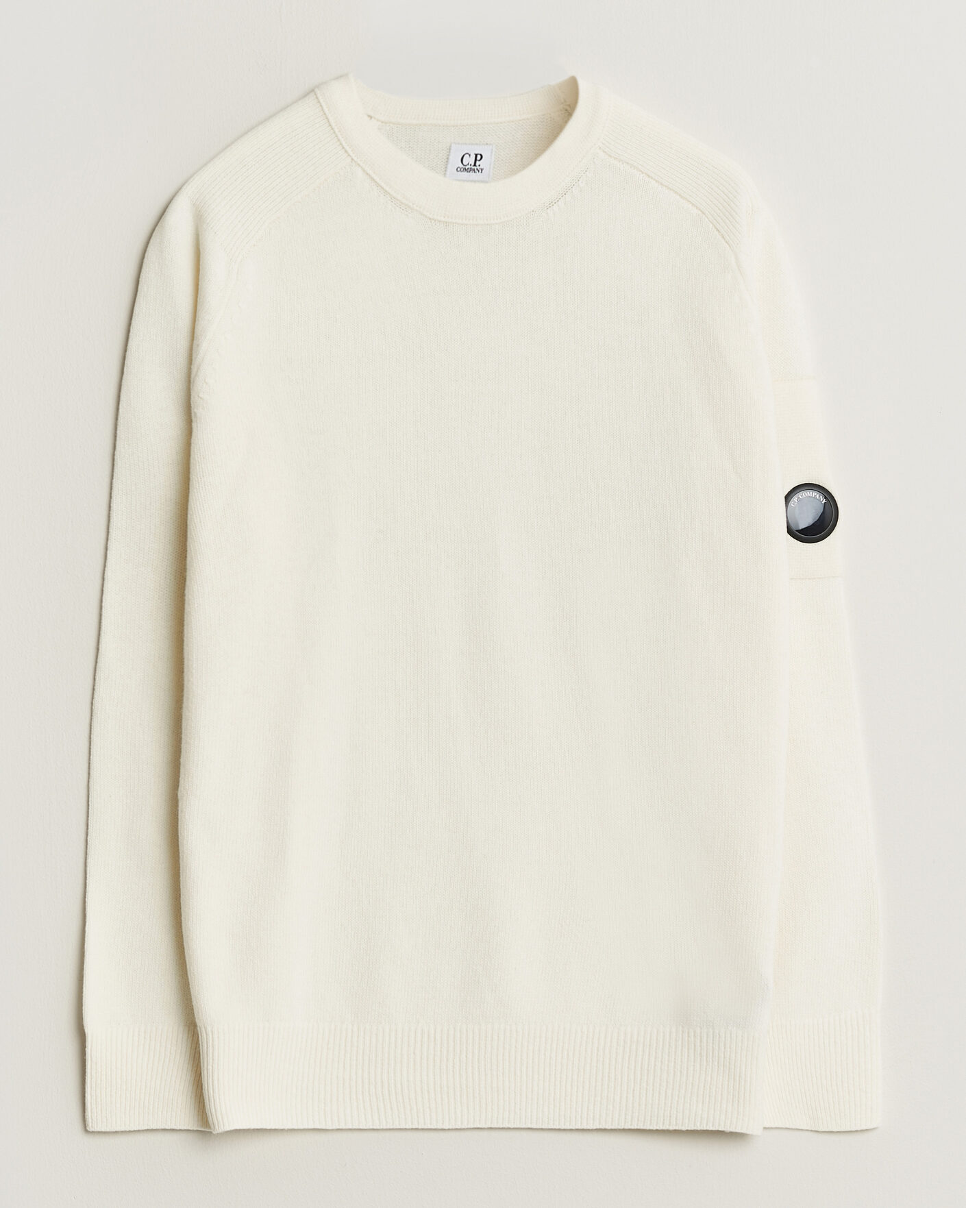C.P. Company Knitted Lambswool Crew Neck White at CareOfCarl.com