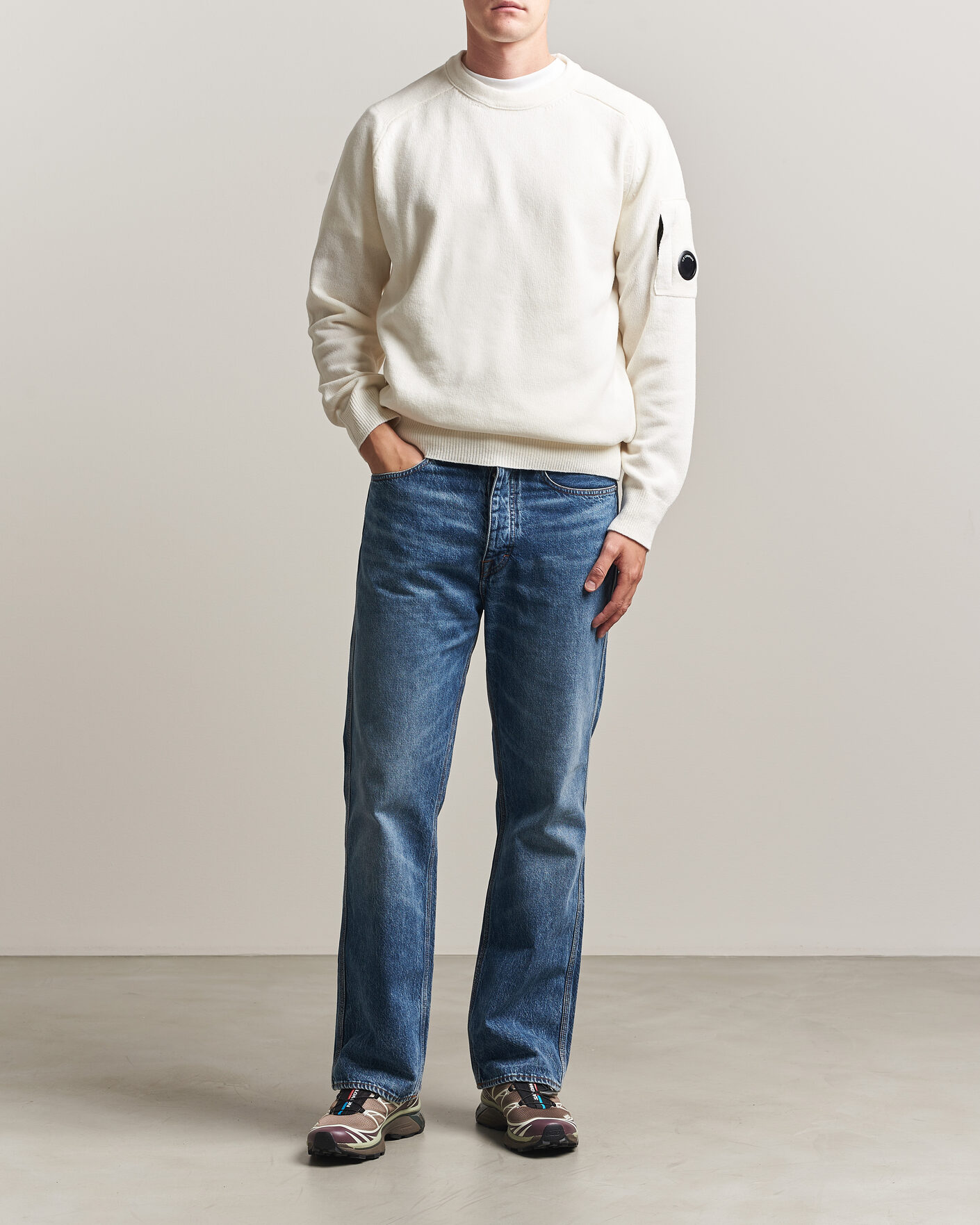Men | Sweaters & Knitwear | C.P. Company | Knitted Lambswool Crew Neck White