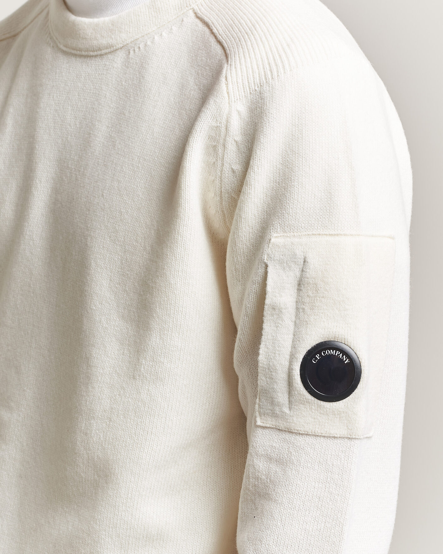 Men | Sweaters & Knitwear | C.P. Company | Knitted Lambswool Crew Neck White