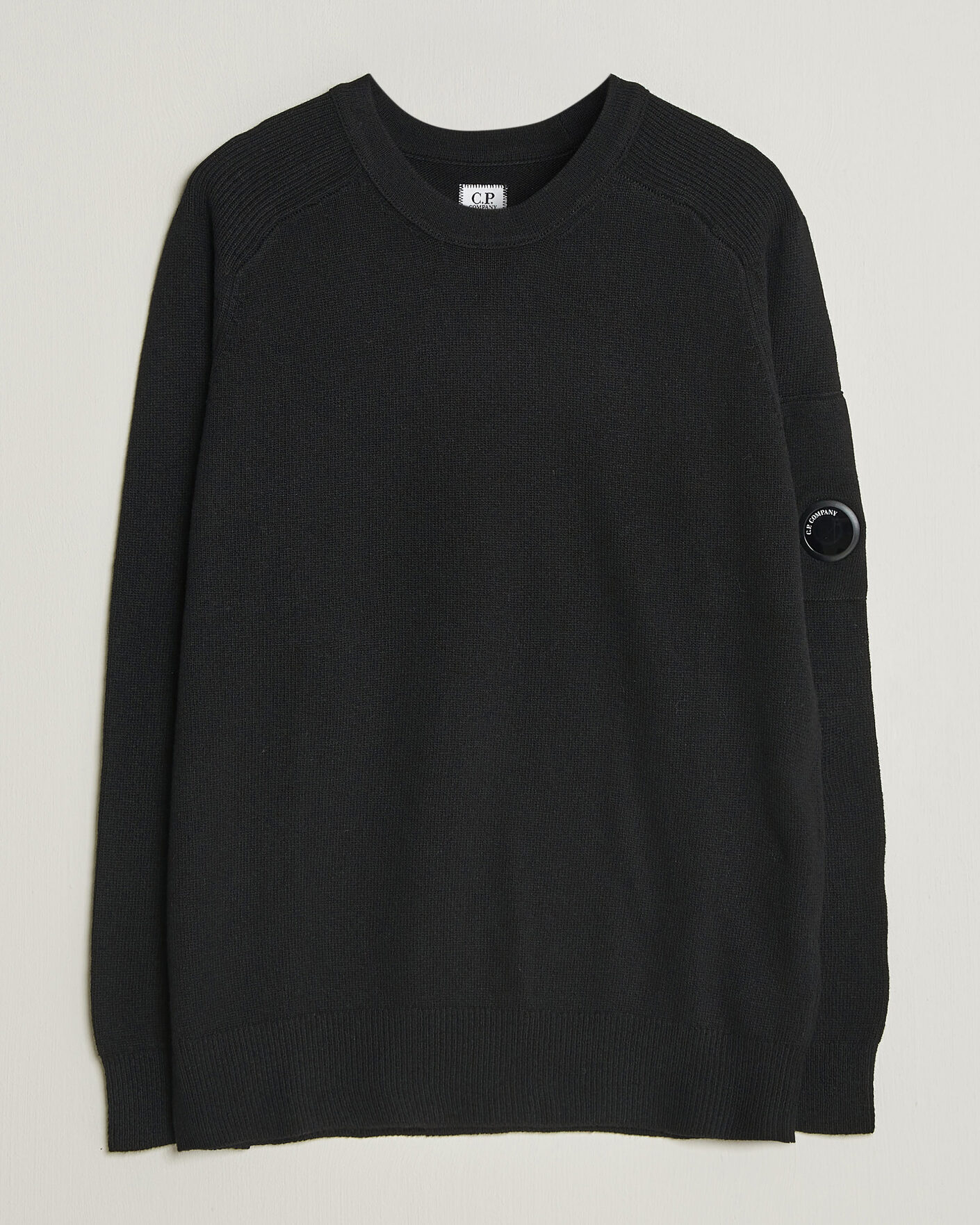 Men | Sweaters & Knitwear | C.P. Company | Knitted Lambswool Crew Neck Black