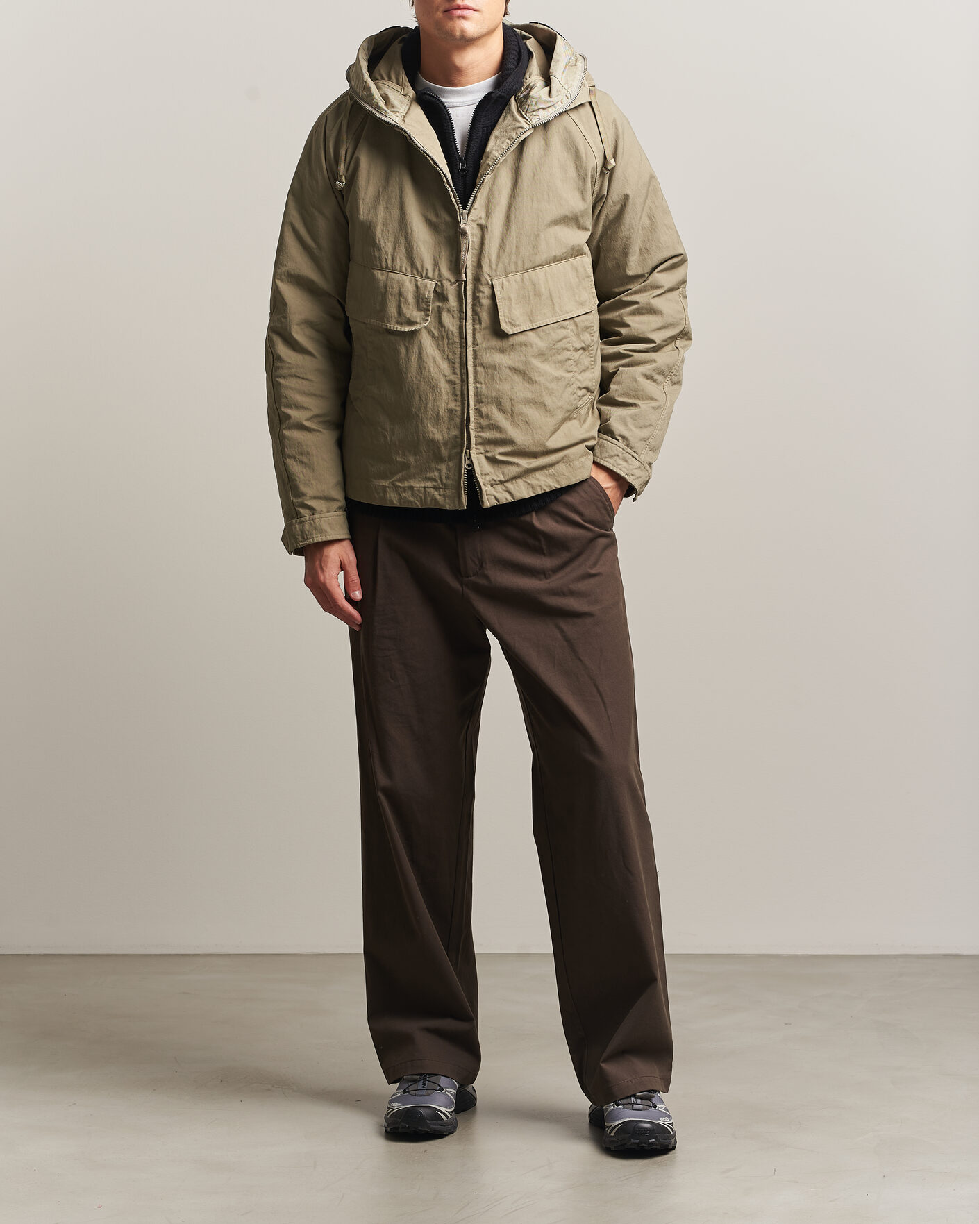 Men | Coats & Jackets | C.P. Company | Heavy Nylon Twill Down Padded Jacket Light Grey