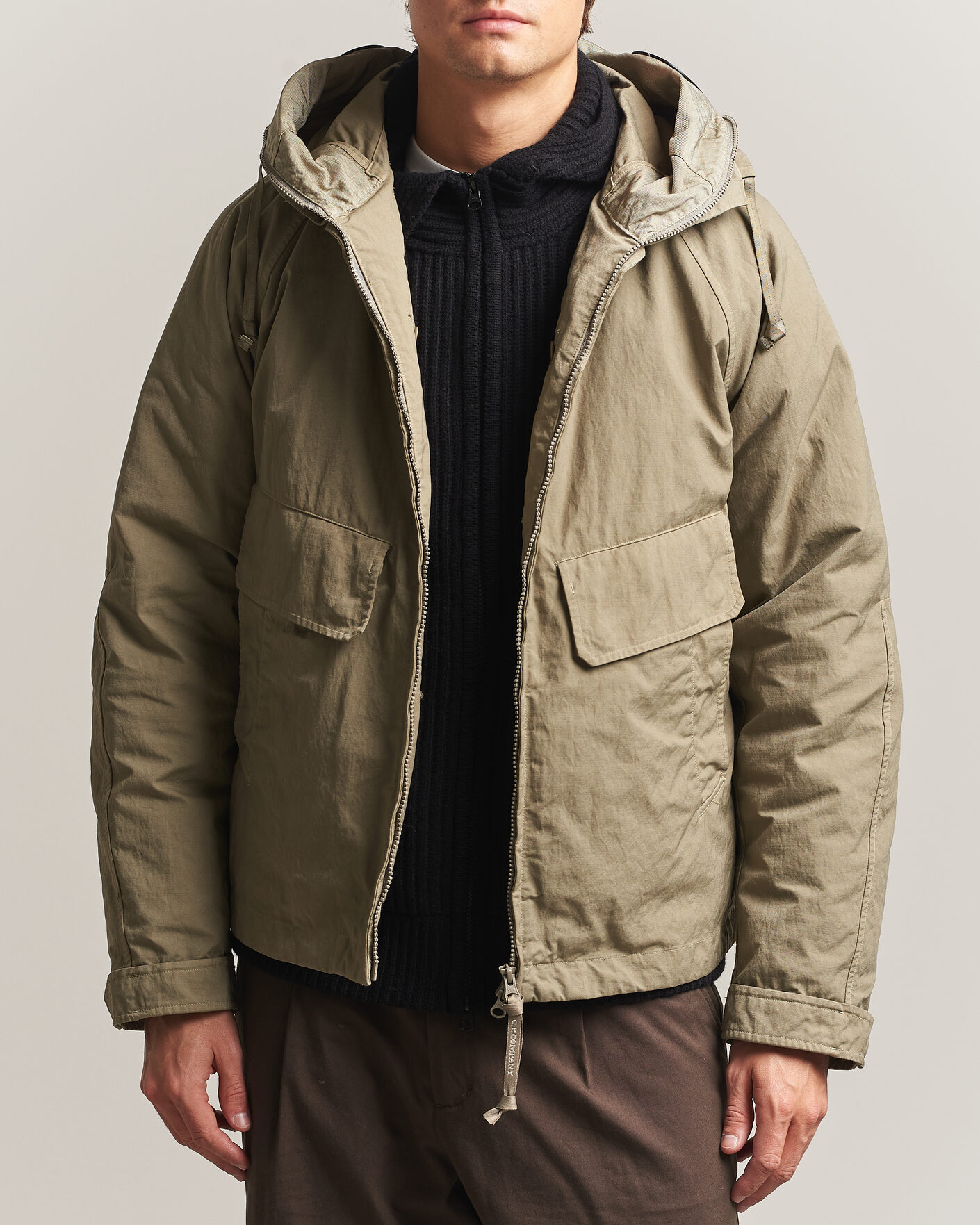 Men | Coats & Jackets | C.P. Company | Heavy Nylon Twill Down Padded Jacket Light Grey